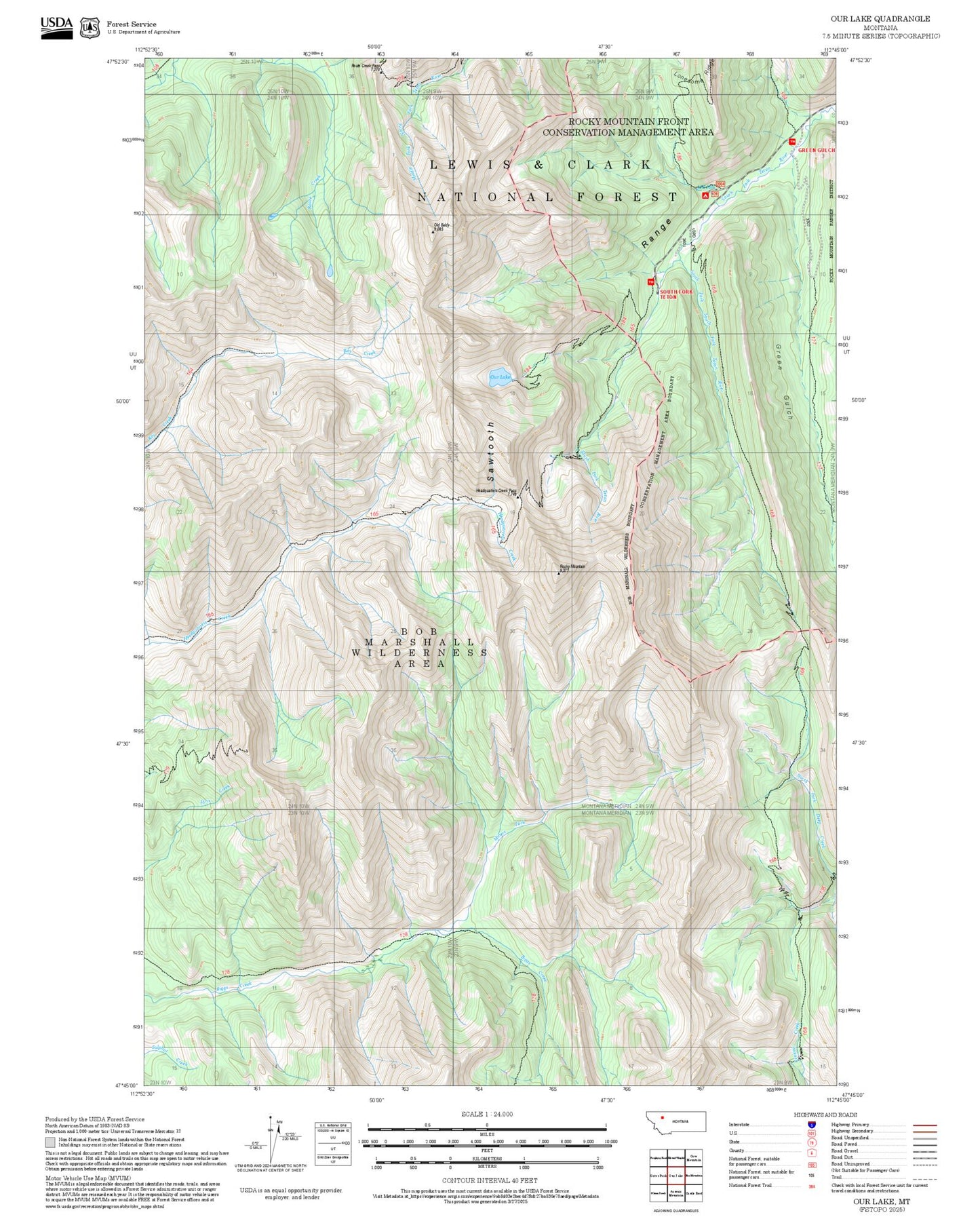 2025 Forest Service Topo Map of Our Lake Montana