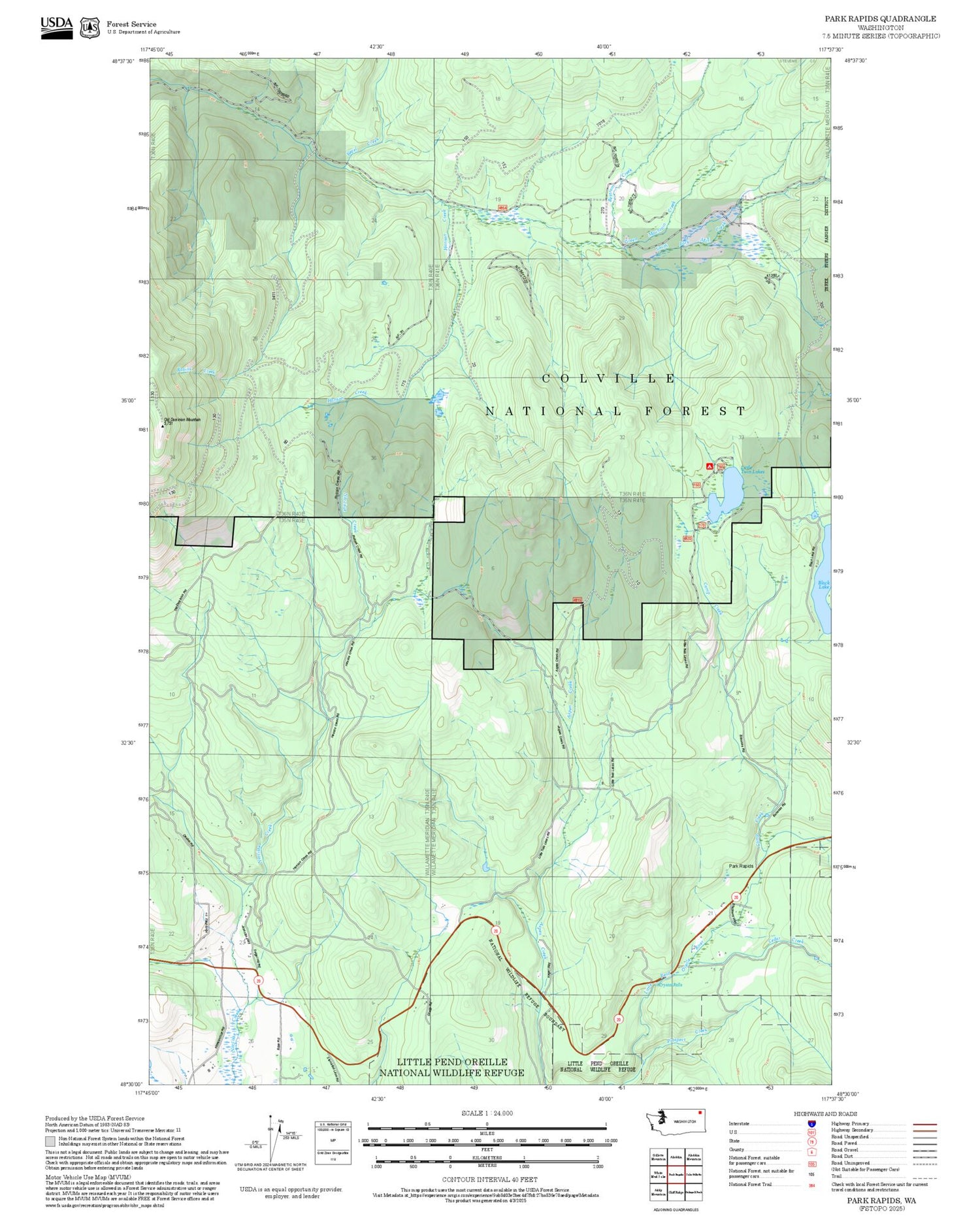 2025 Forest Service Topo Map of Park Rapids Washington