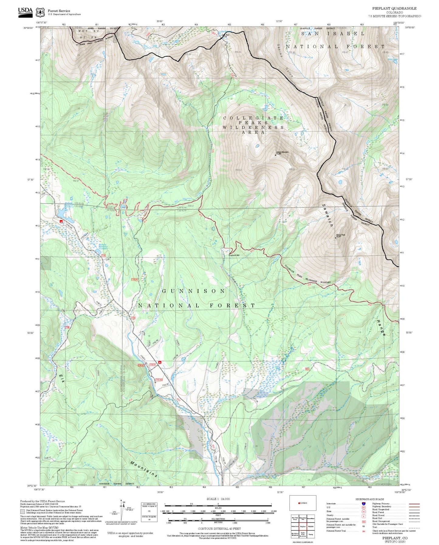 2025 Forest Service Topo Map of Pieplant Colorado