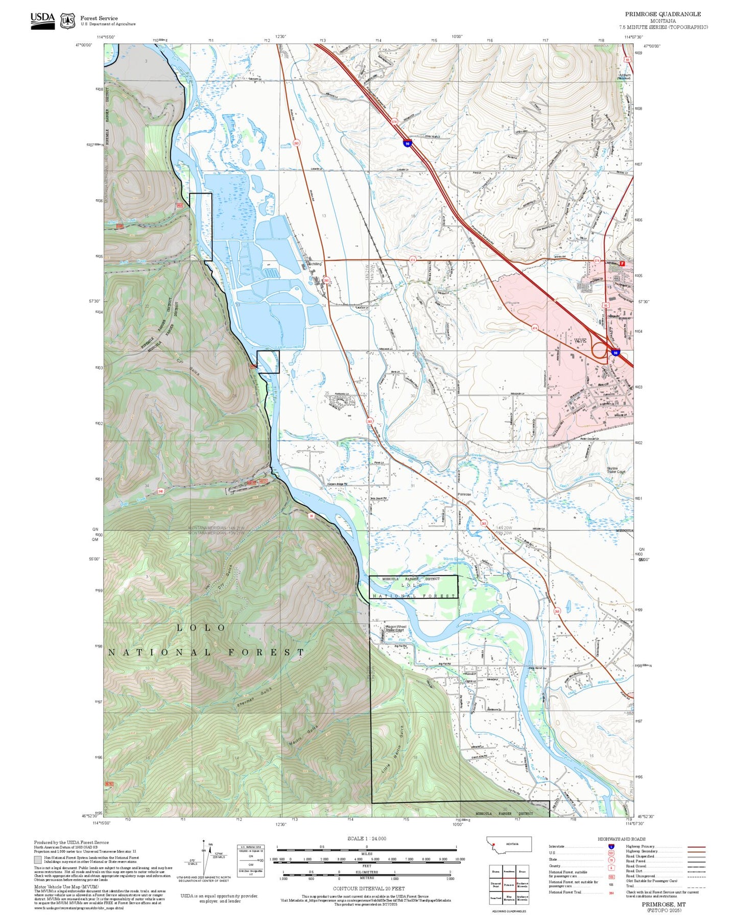 2025 Forest Service Topo Map of Primrose Montana