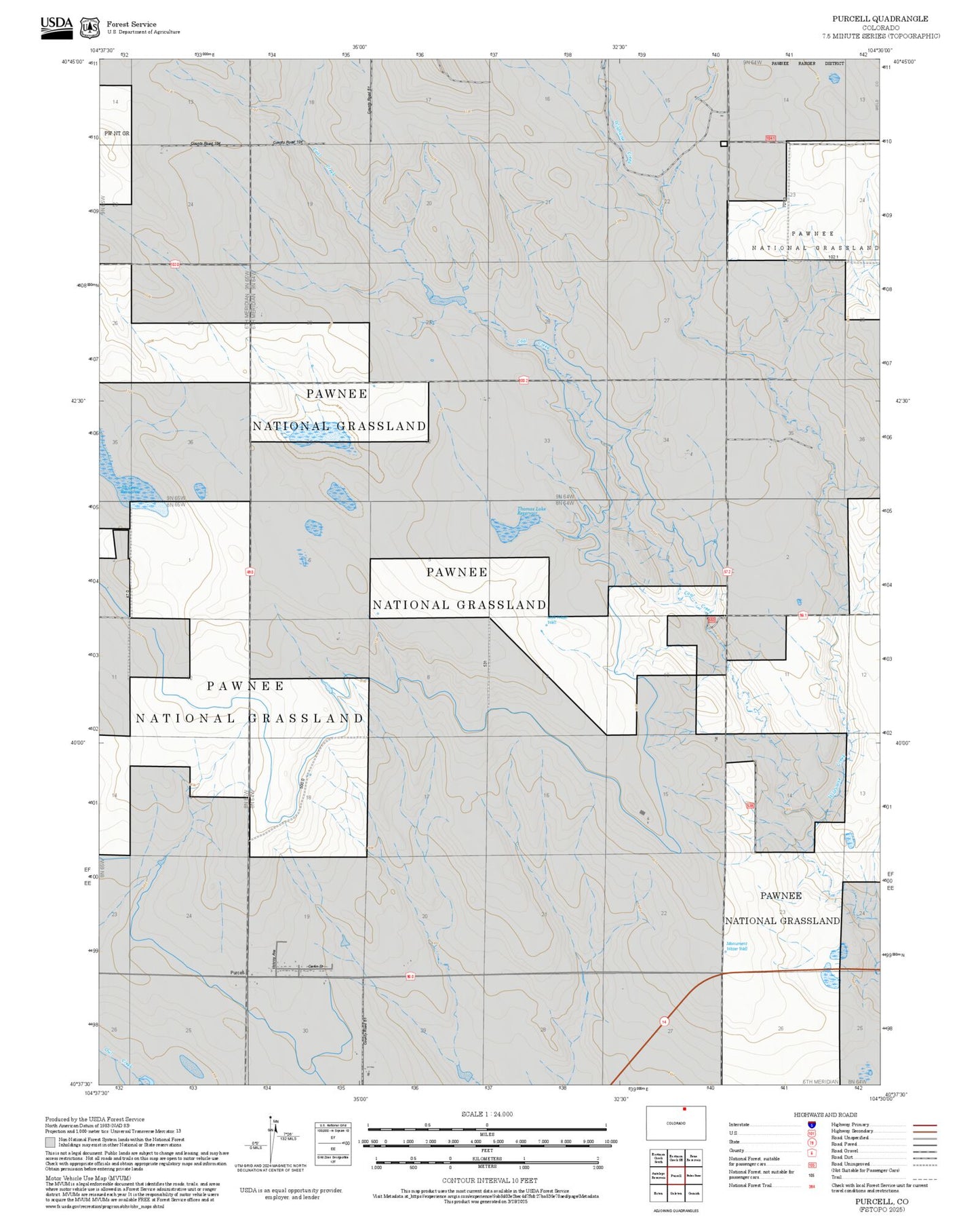 2025 Forest Service Topo Map of Purcell Colorado