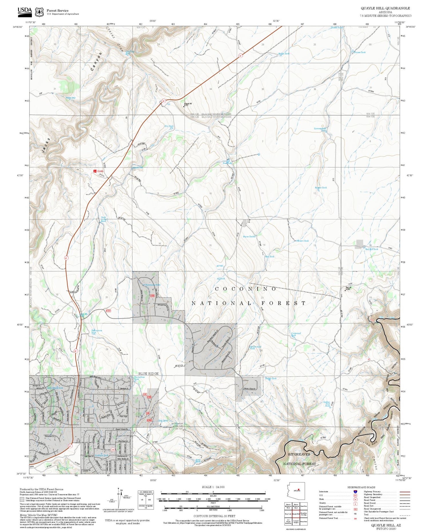 2025 Forest Service Topo Map of Quayle Hill Arizona