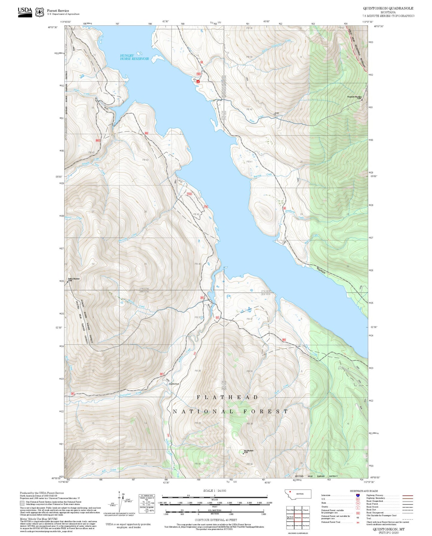 2025 Forest Service Topo Map of Quintonkon Montana