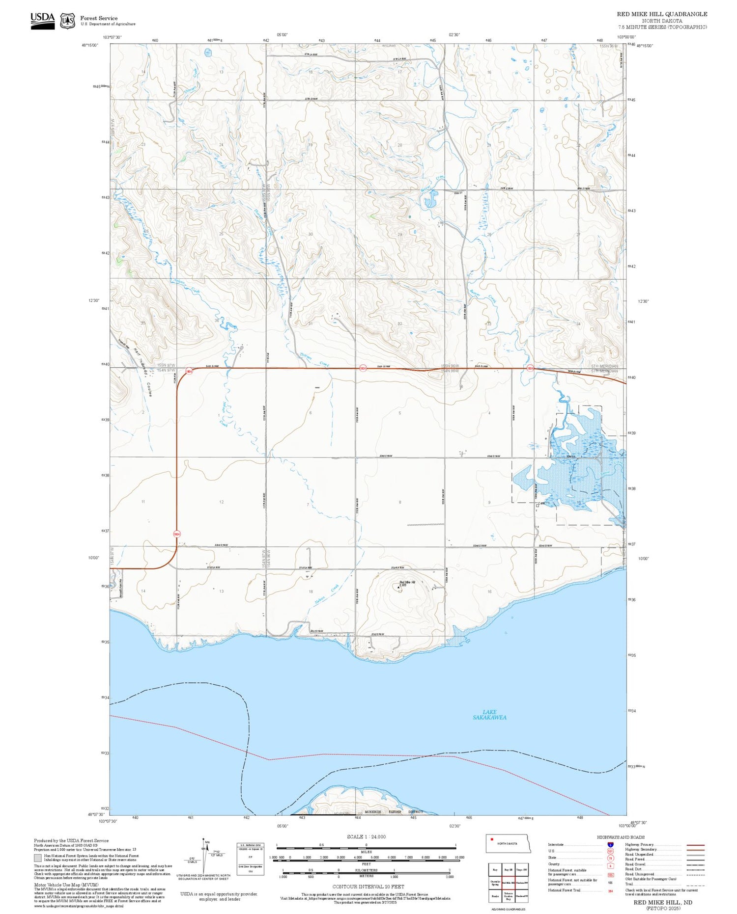 2025 Forest Service Topo Map of Red Mike Hill North Dakota