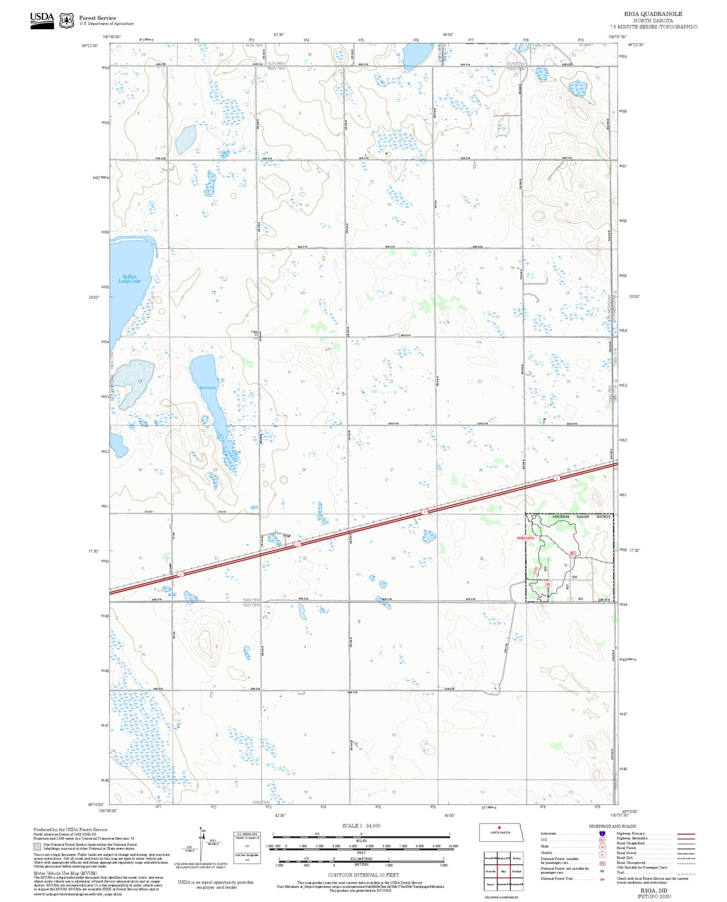2025 Forest Service Topo Map of Riga North Dakota