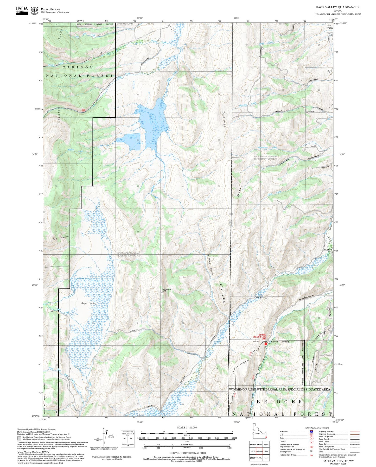 2025 Forest Service Topo Map of Sage Valley Idaho