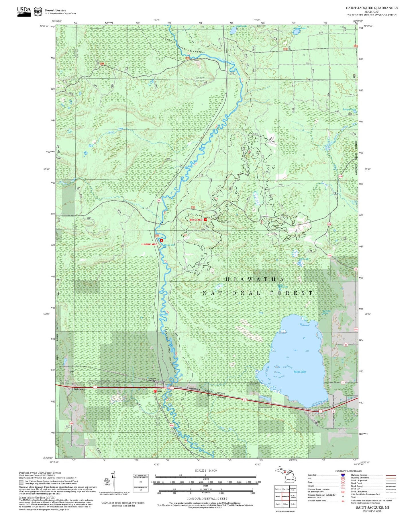 2025 Forest Service Topo Map of Saint Jacques Michigan