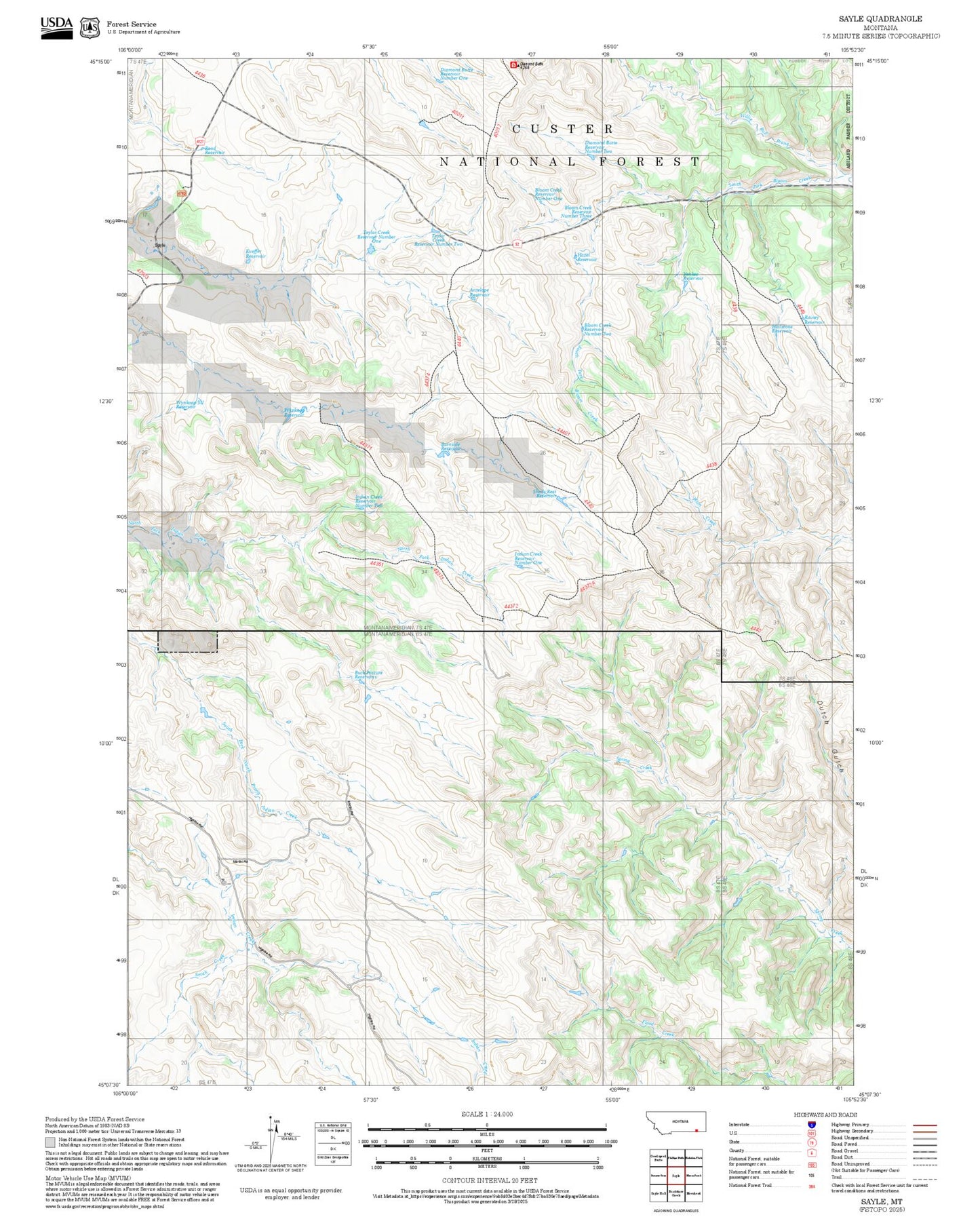 2025 Forest Service Topo Map of Sayle Montana