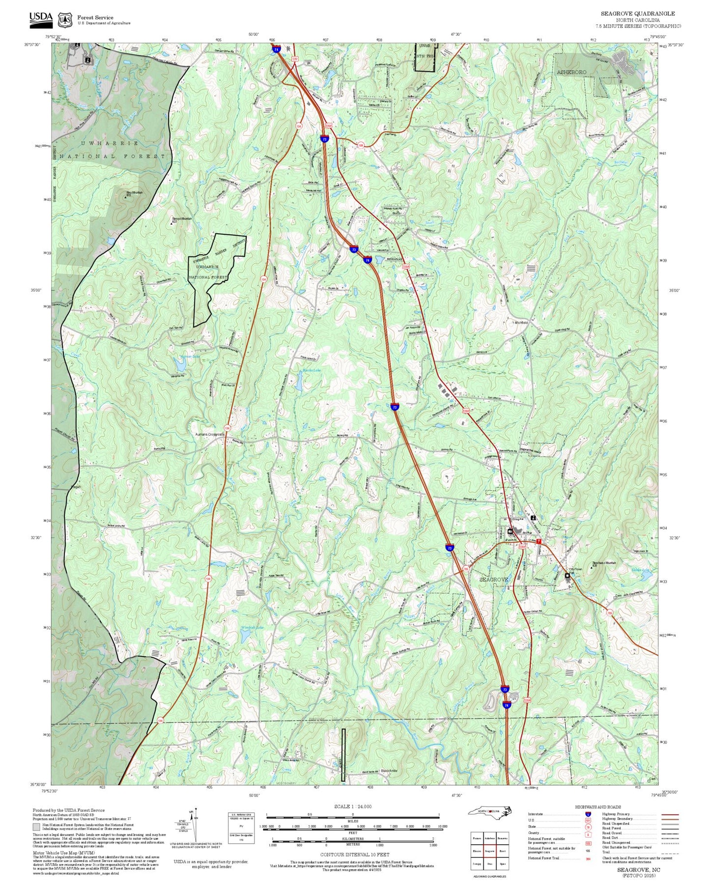 2025 Forest Service Topo Map of Seagrove North Carolina