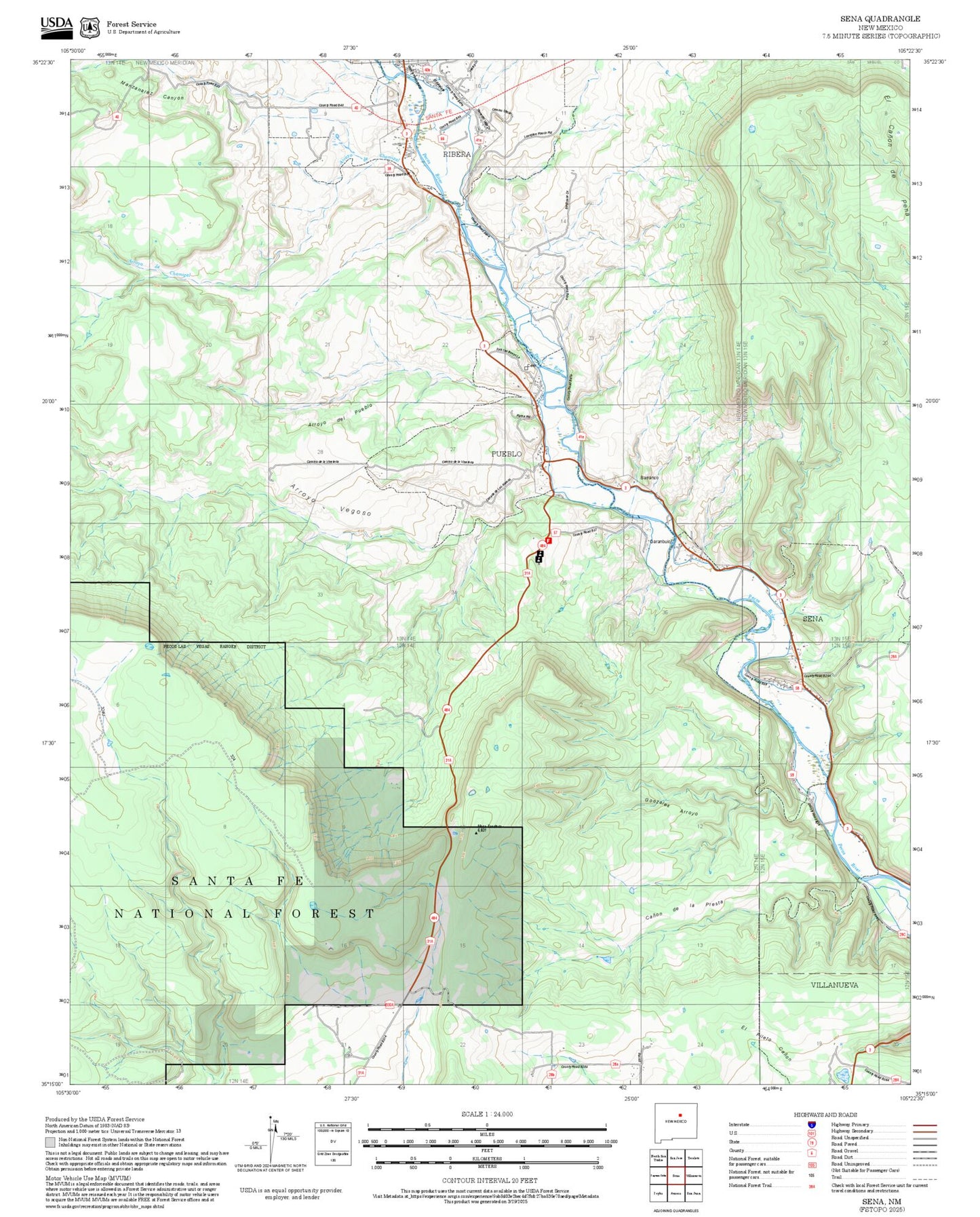 2025 Forest Service Topo Map of Sena New Mexico