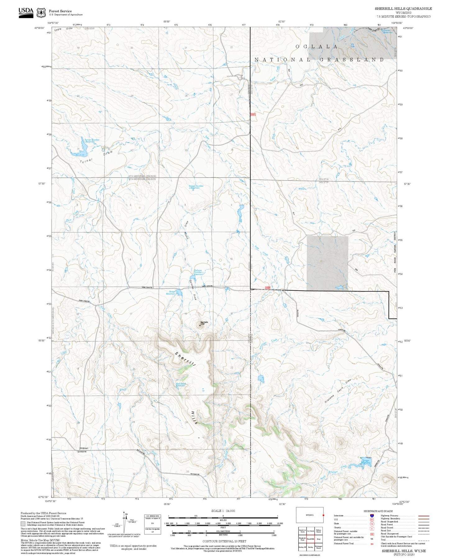2025 Forest Service Topo Map of Sherrill Hills Wyoming