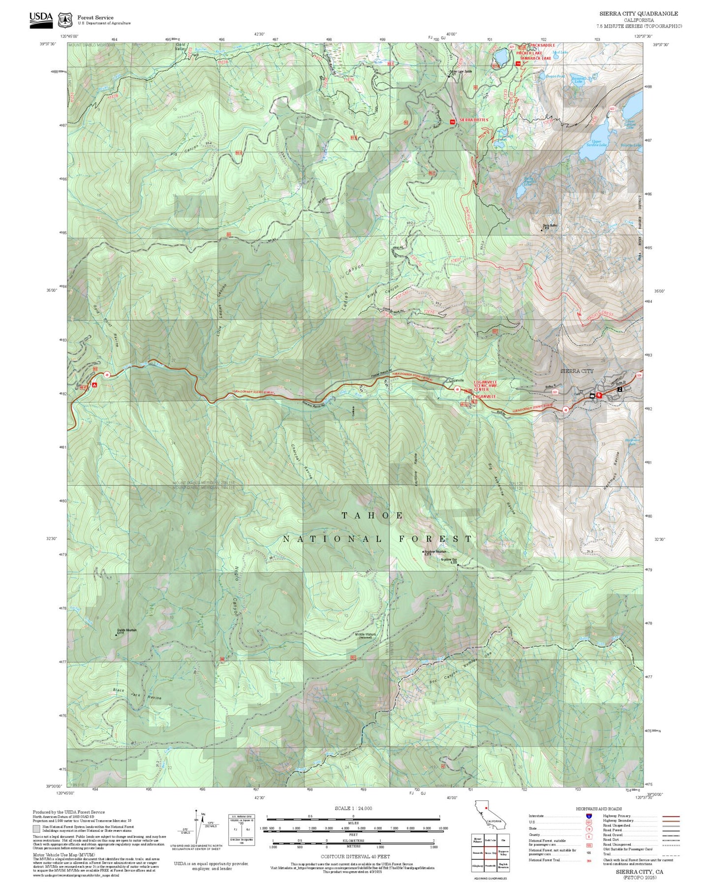 2025 Forest Service Topo Map of Sierra City California