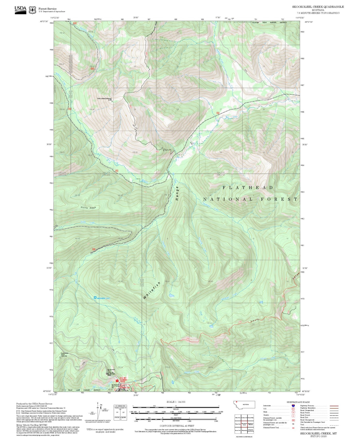 2025 Forest Service Topo Map of Skookoleel Creek Montana