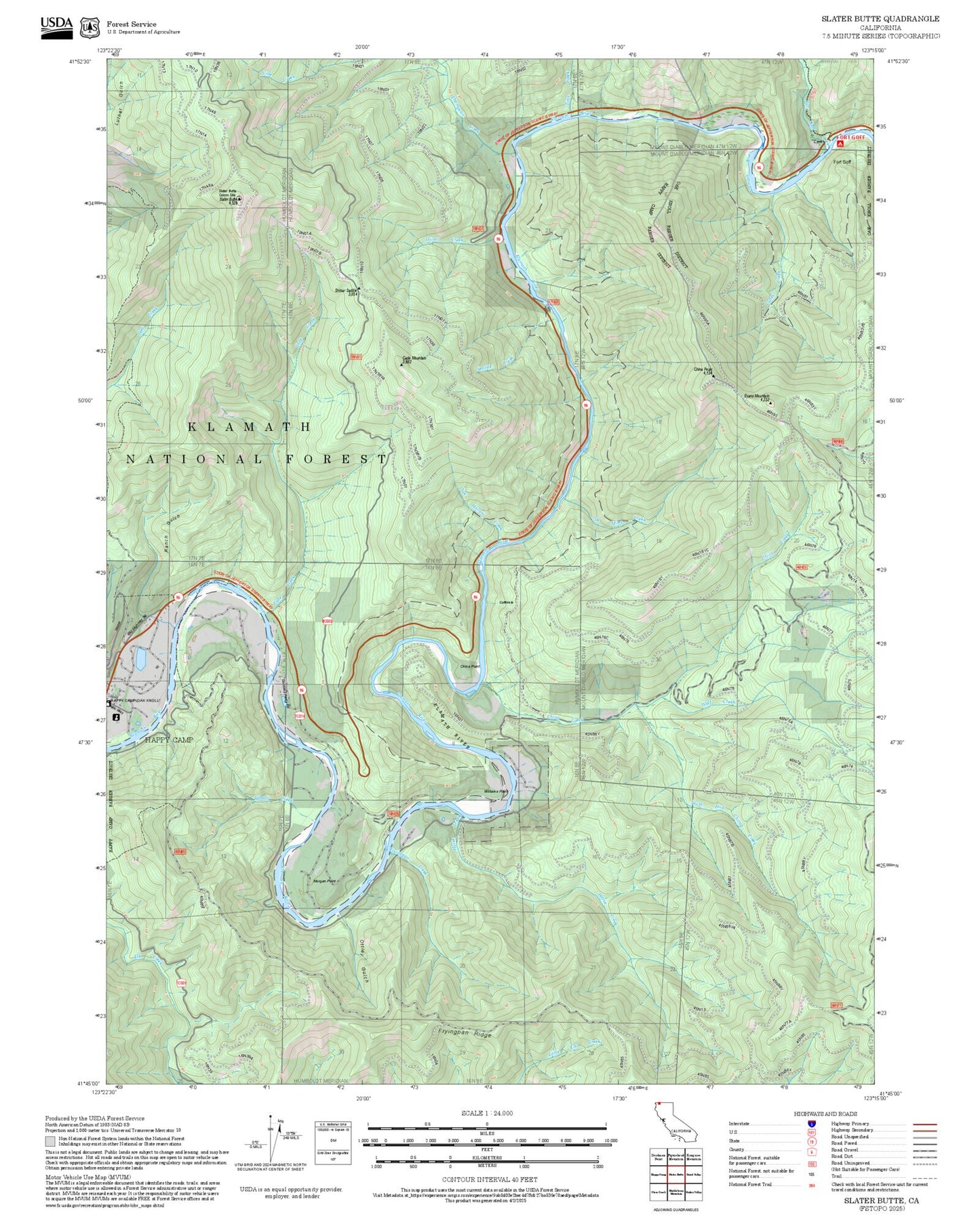 2025 Forest Service Topo Map of Slater Butte California