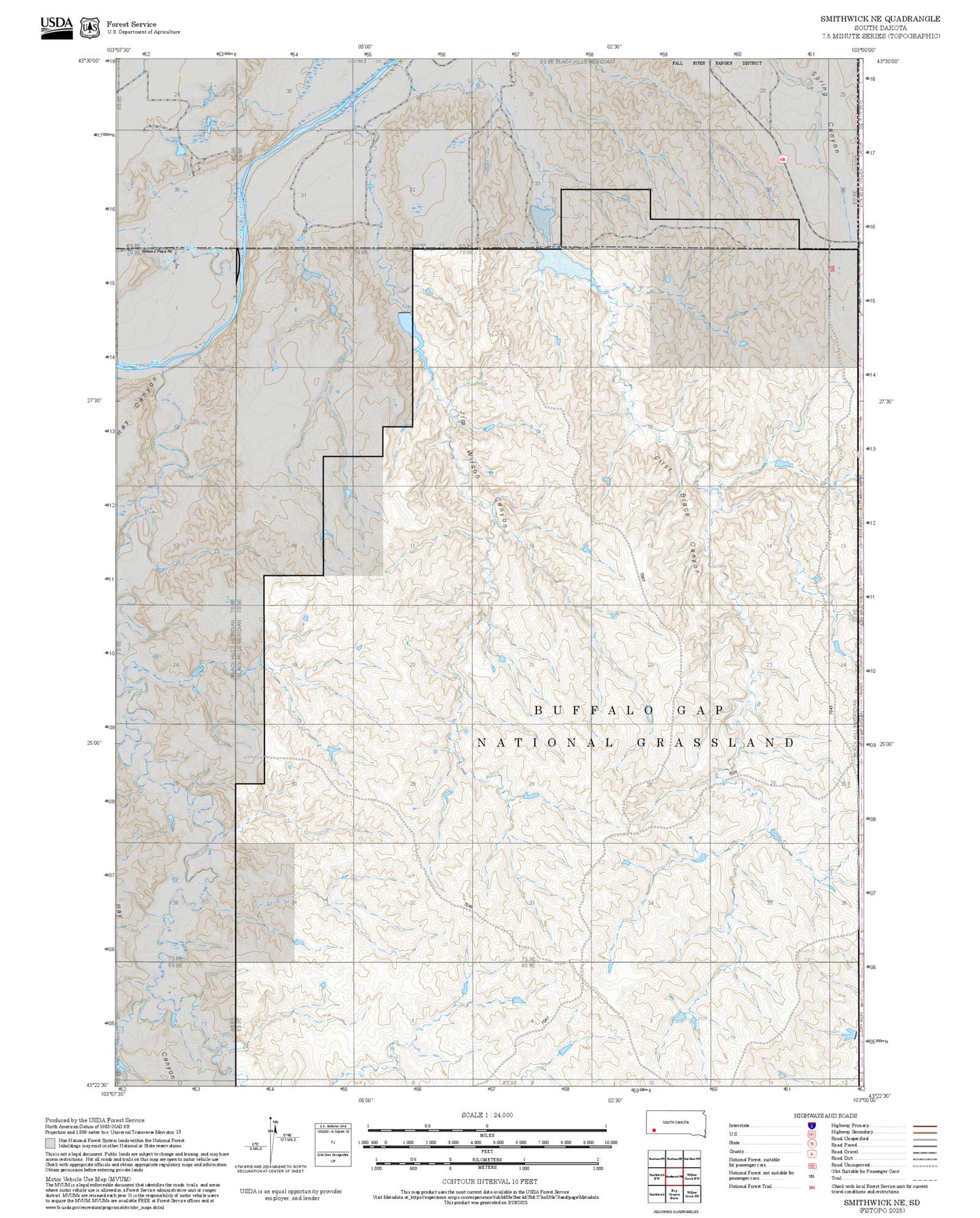 2025 Forest Service Topo Map of Smithwick NE South Dakota