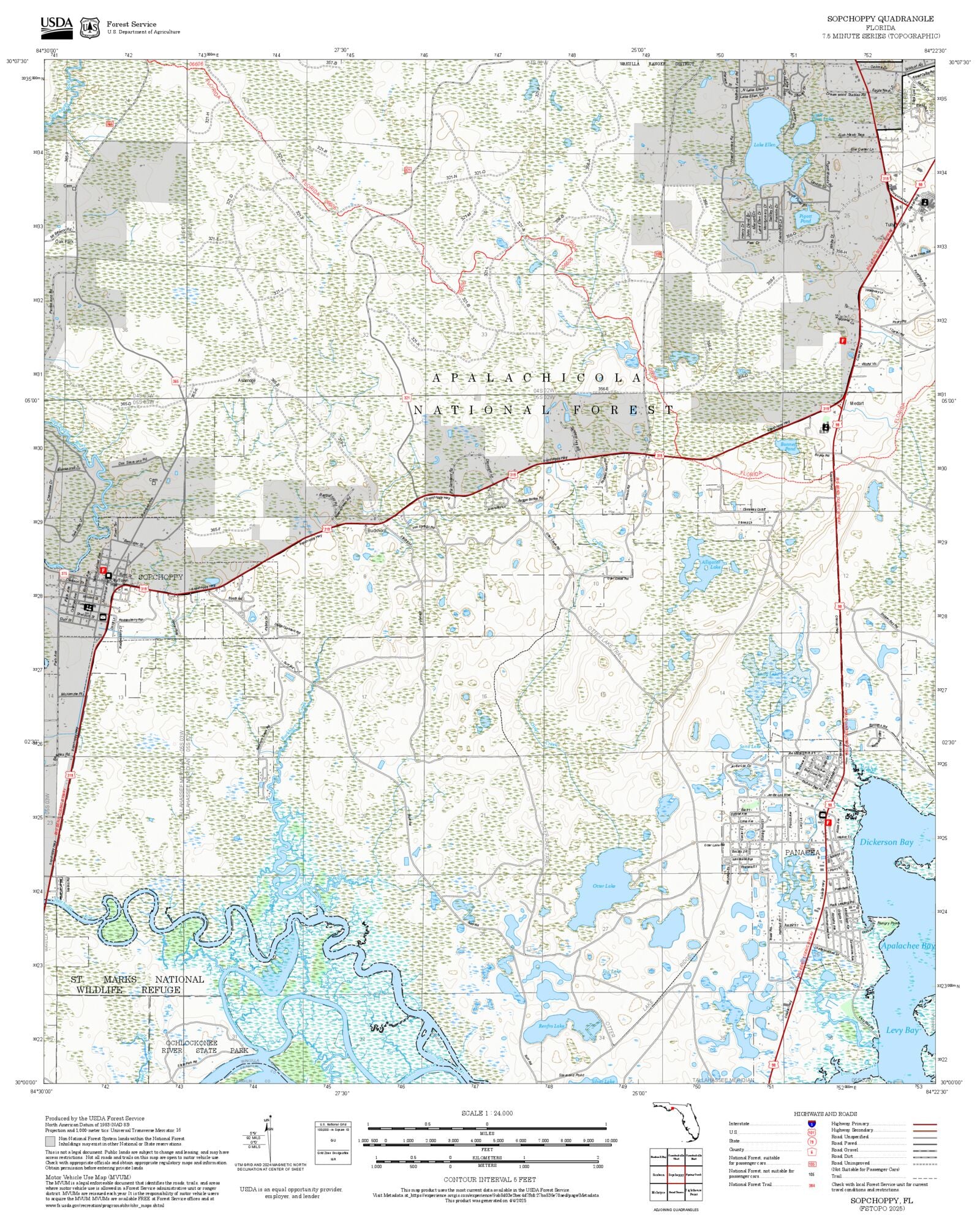 2025 Forest Service Topo Map of Sopchoppy Florida – MyTopo Map Store