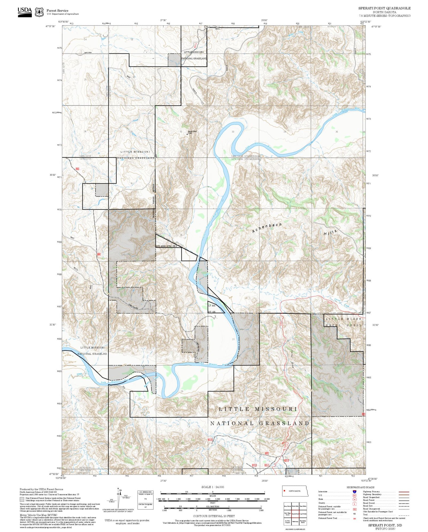 2025 Forest Service Topo Map of Sperati Point North Dakota