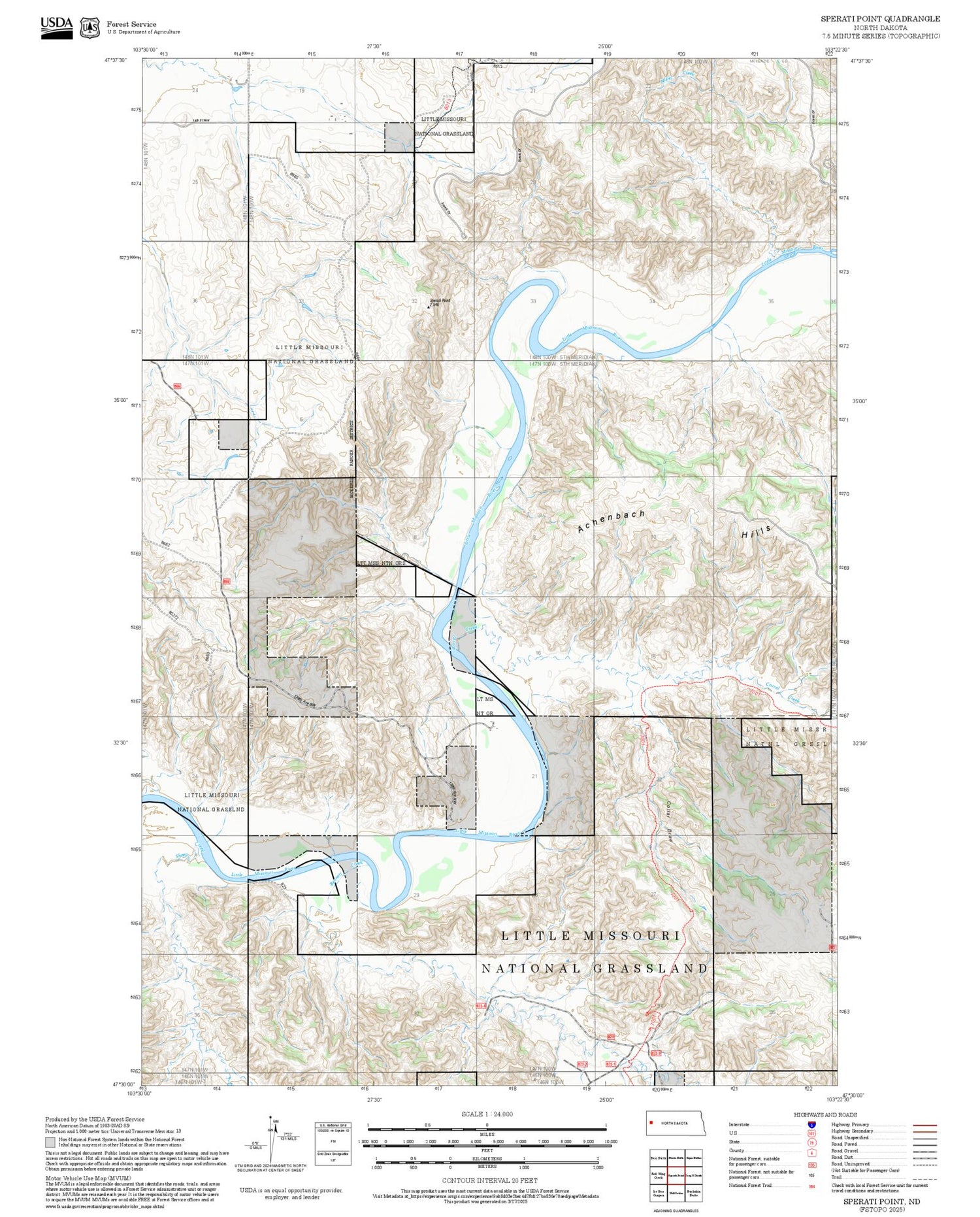 2025 Forest Service Topo Map of Sperati Point North Dakota