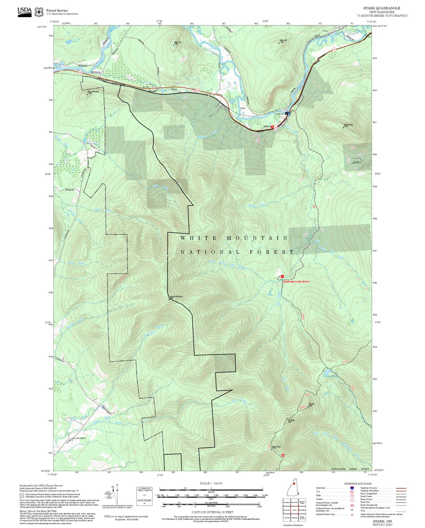 2025 Forest Service Topo Map of Stark New Hampshire