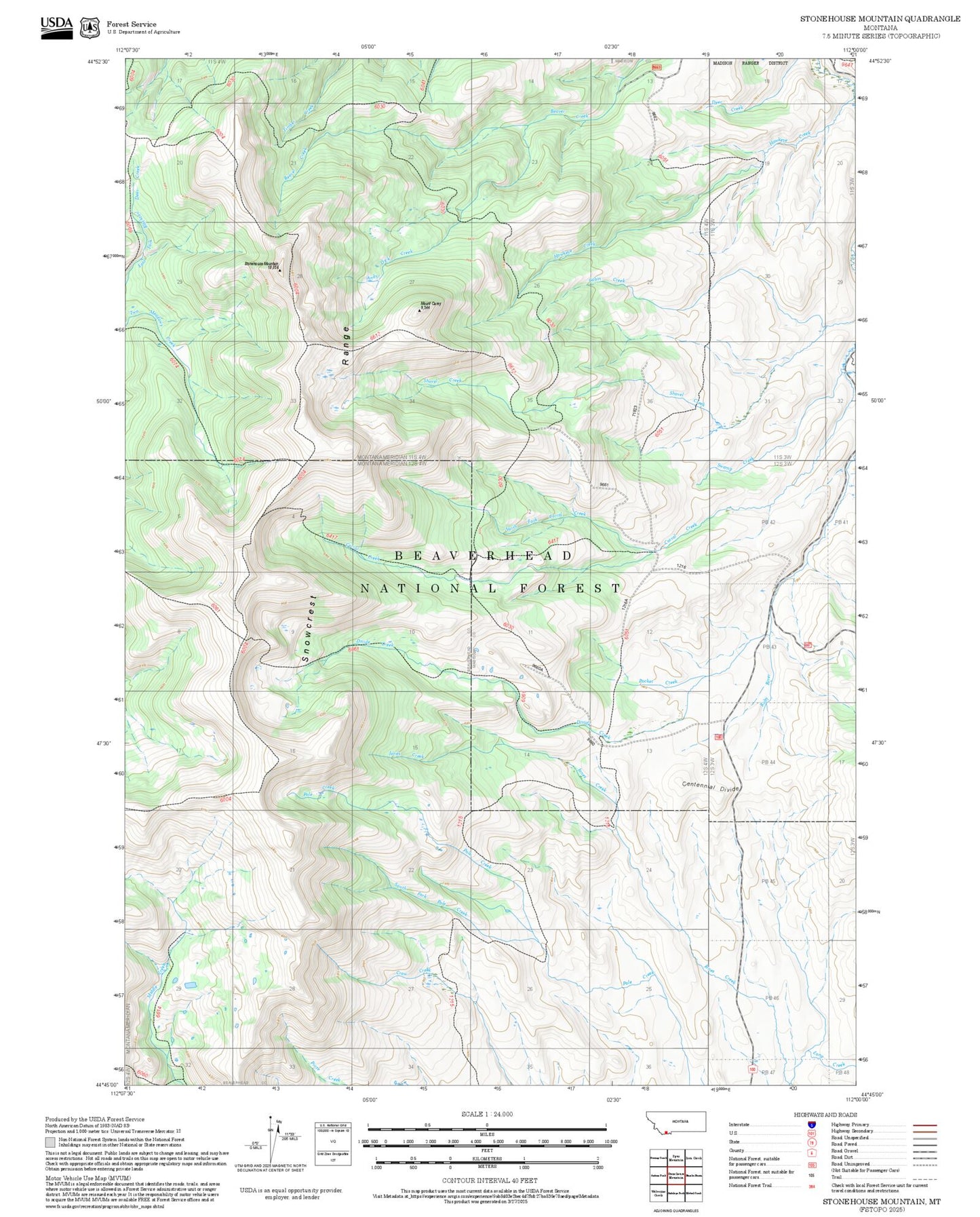 2025 Forest Service Topo Map of Stonehouse Mountain Montana