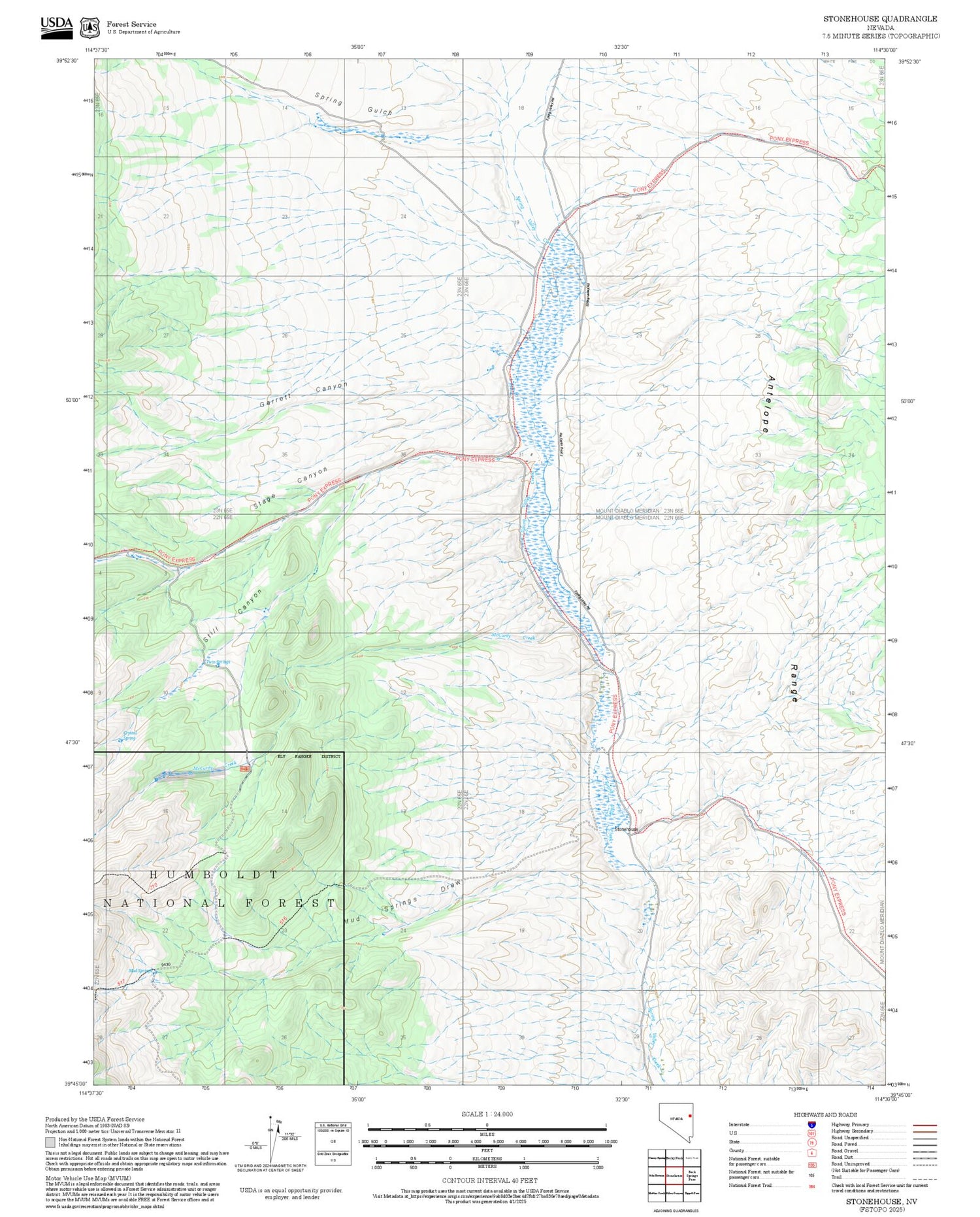 2025 Forest Service Topo Map of Stonehouse Nevada