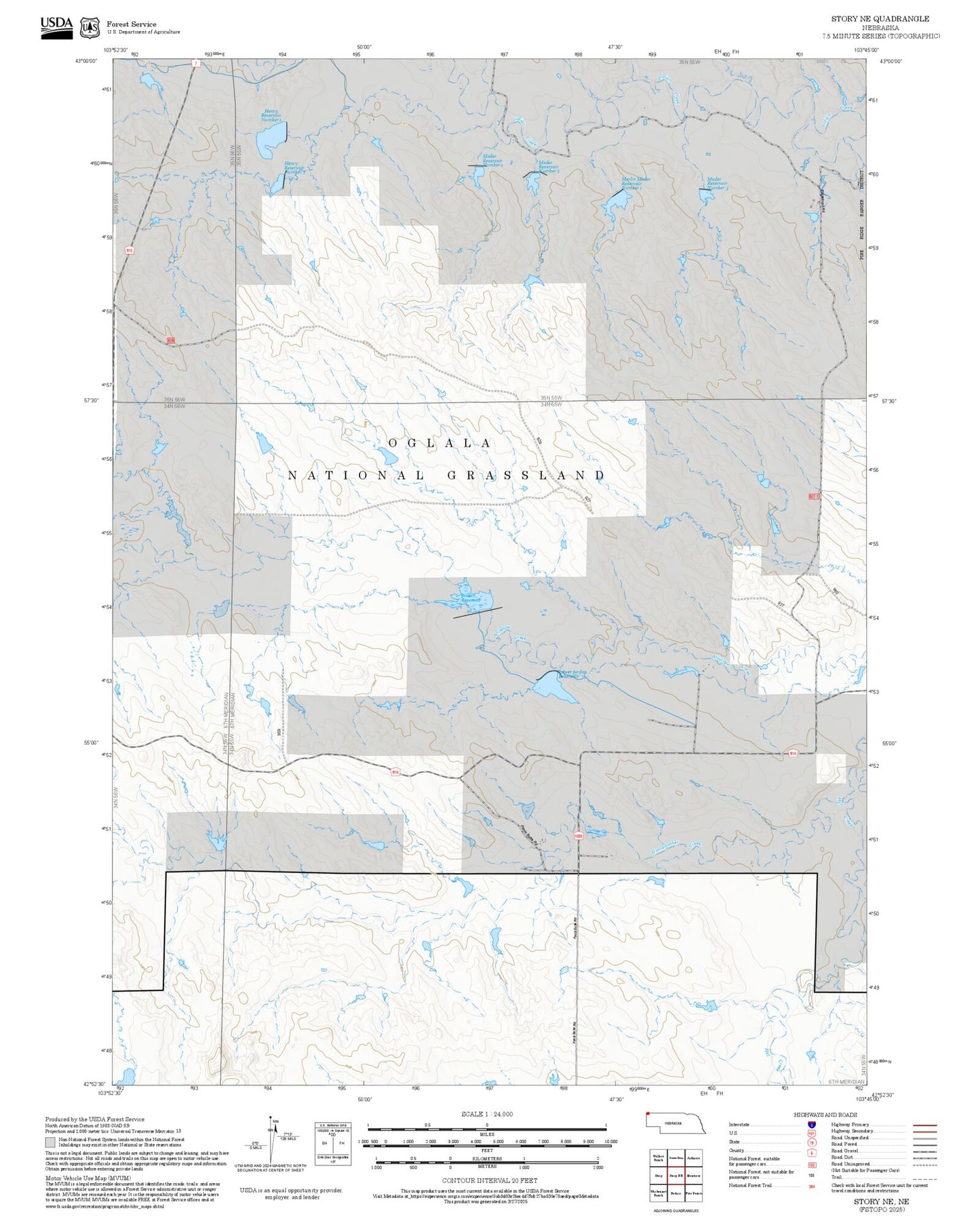 2025 Forest Service Topo Map of Story NE Nebraska
