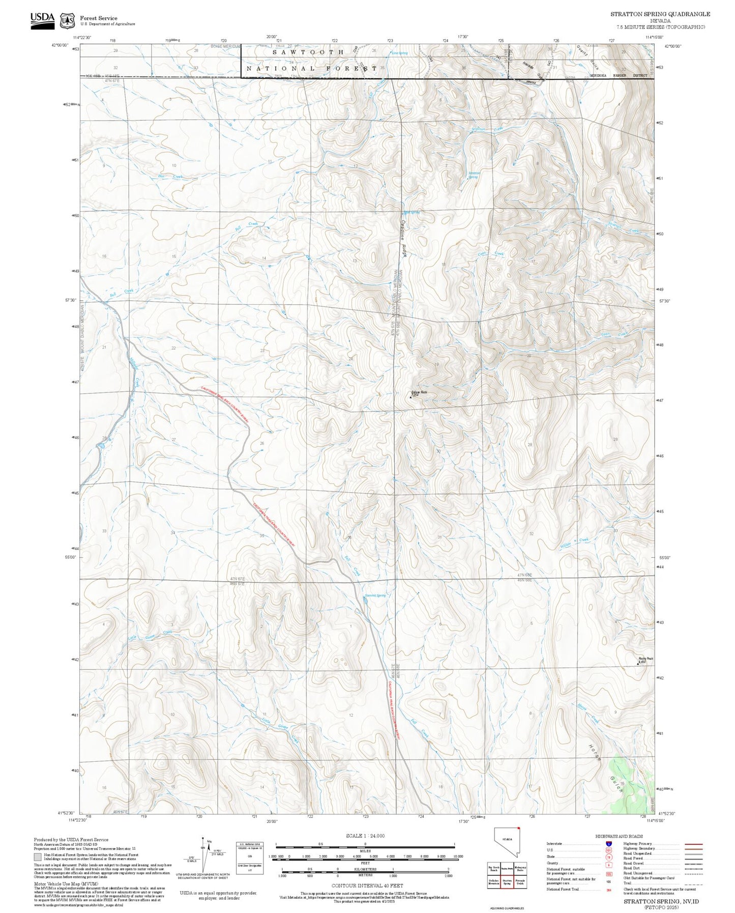 2025 Forest Service Topo Map of Stratton Spring Nevada