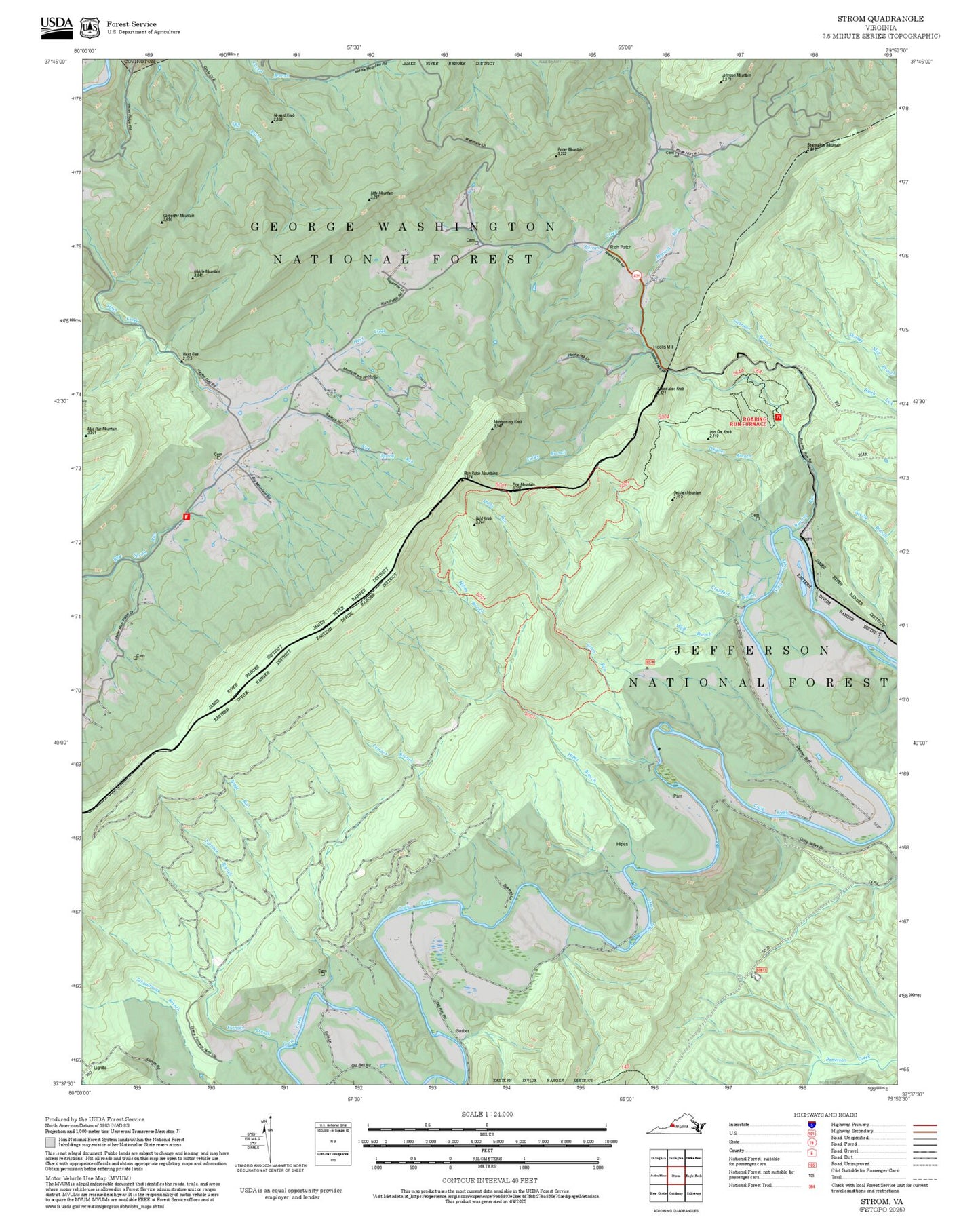 2025 Forest Service Topo Map of Strom Virginia