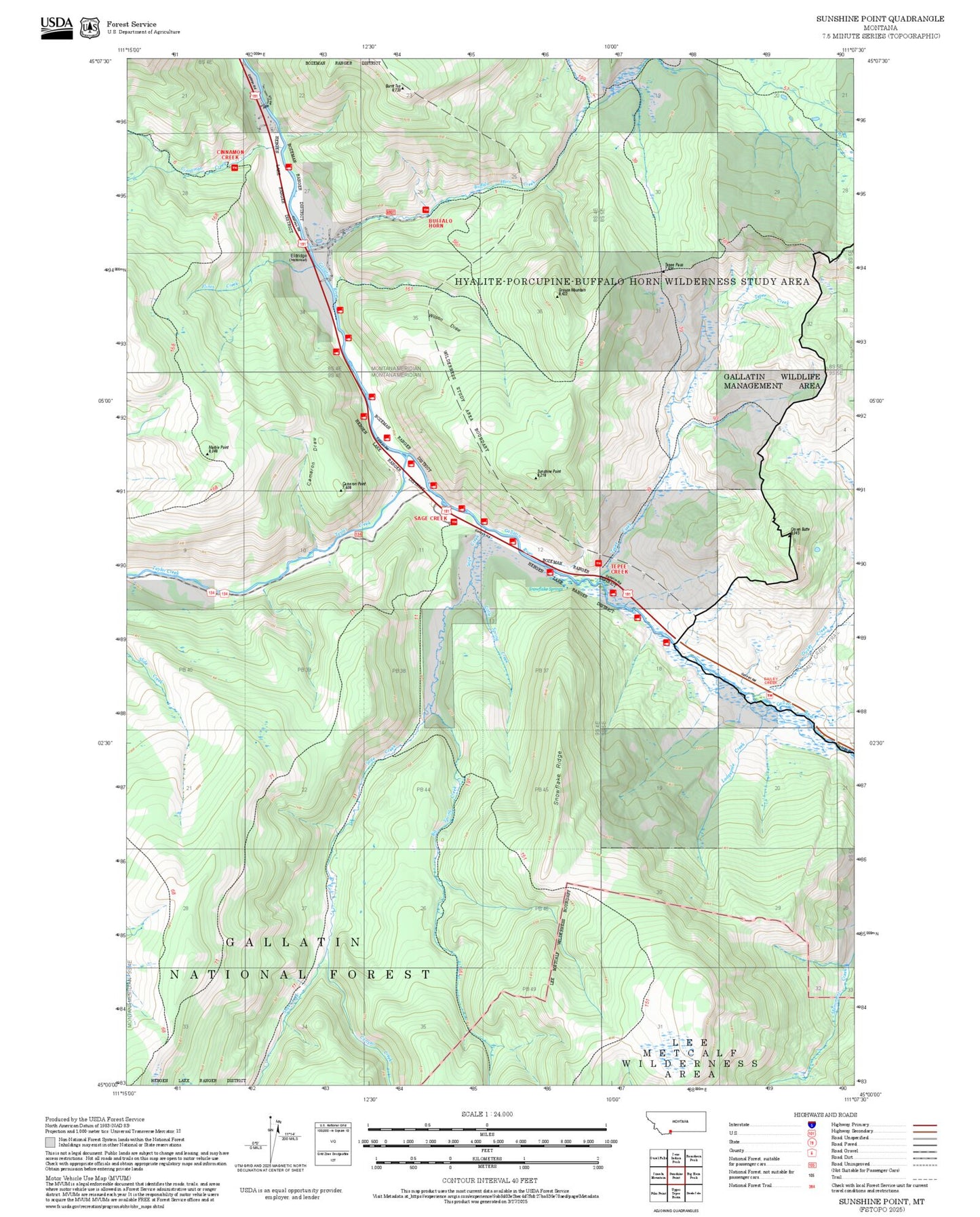2025 Forest Service Topo Map of Sunshine Point Montana