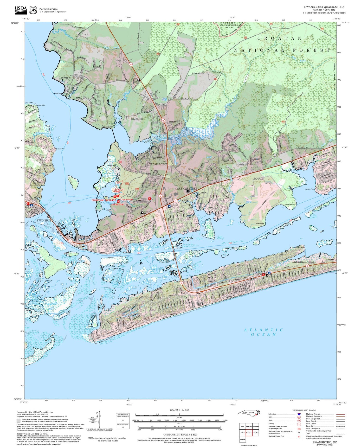 2025 Forest Service Topo Map of Swansboro North Carolina