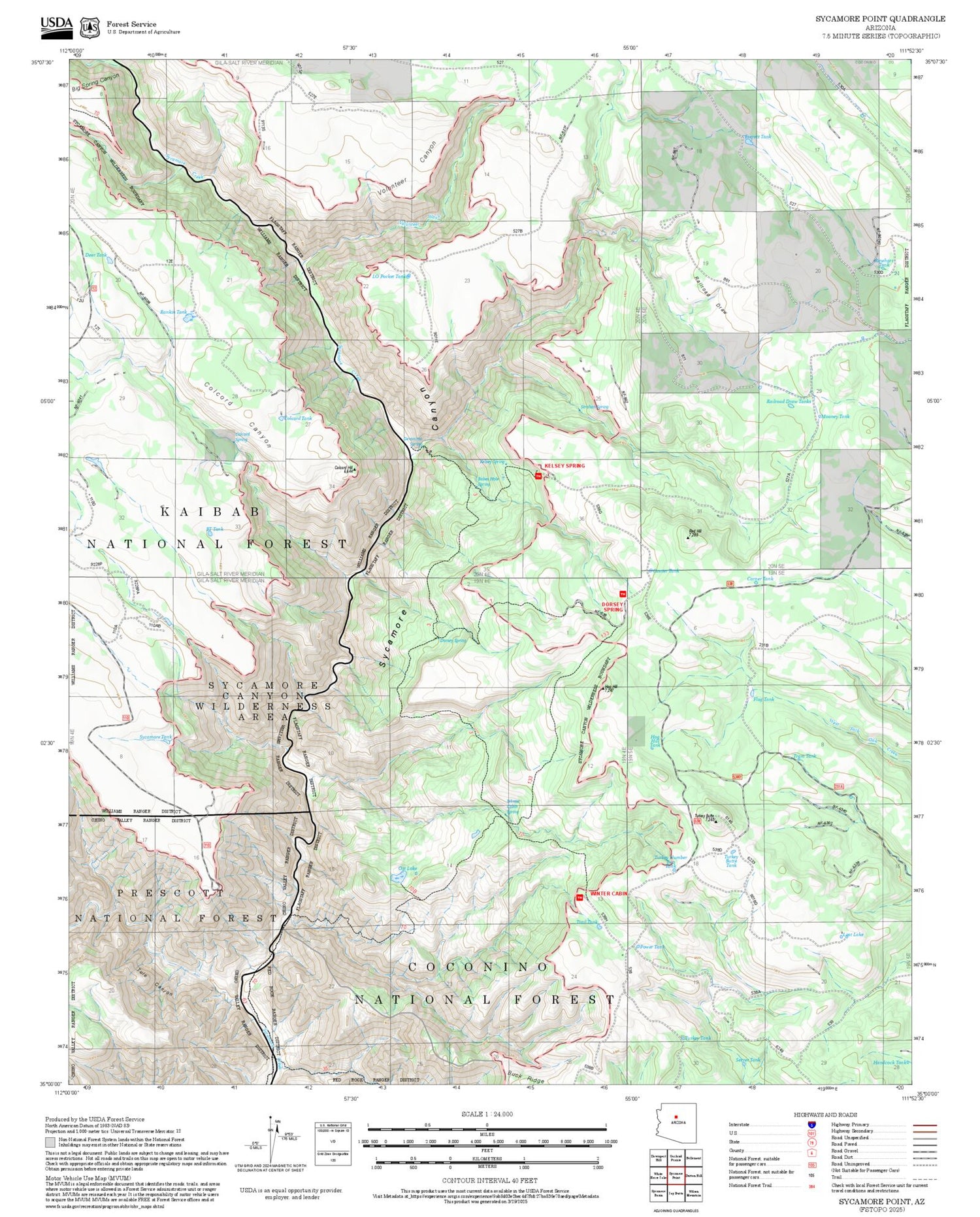 2025 Forest Service Topo Map of Sycamore Point Arizona
