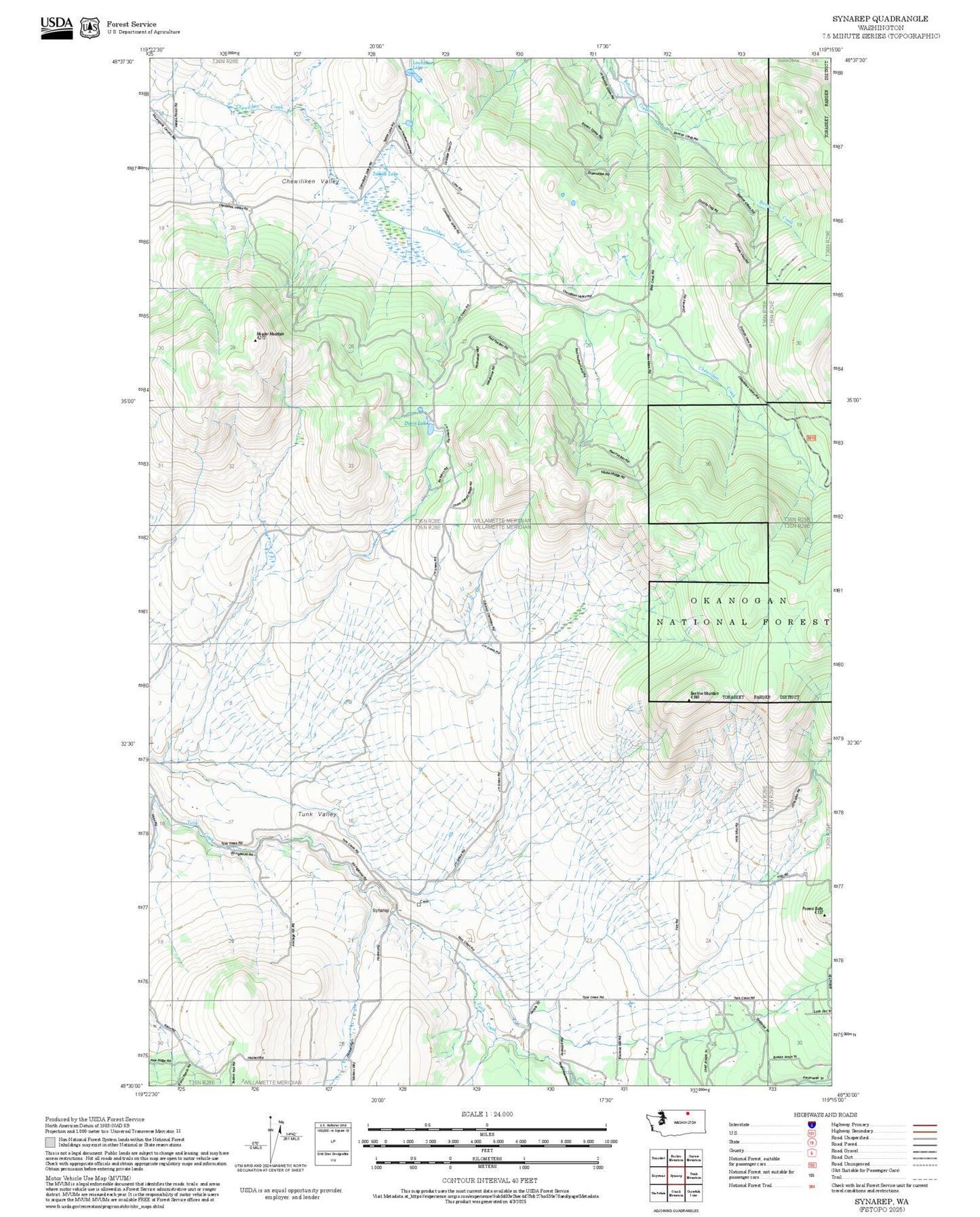 2025 Forest Service Topo Map of Synarep Washington