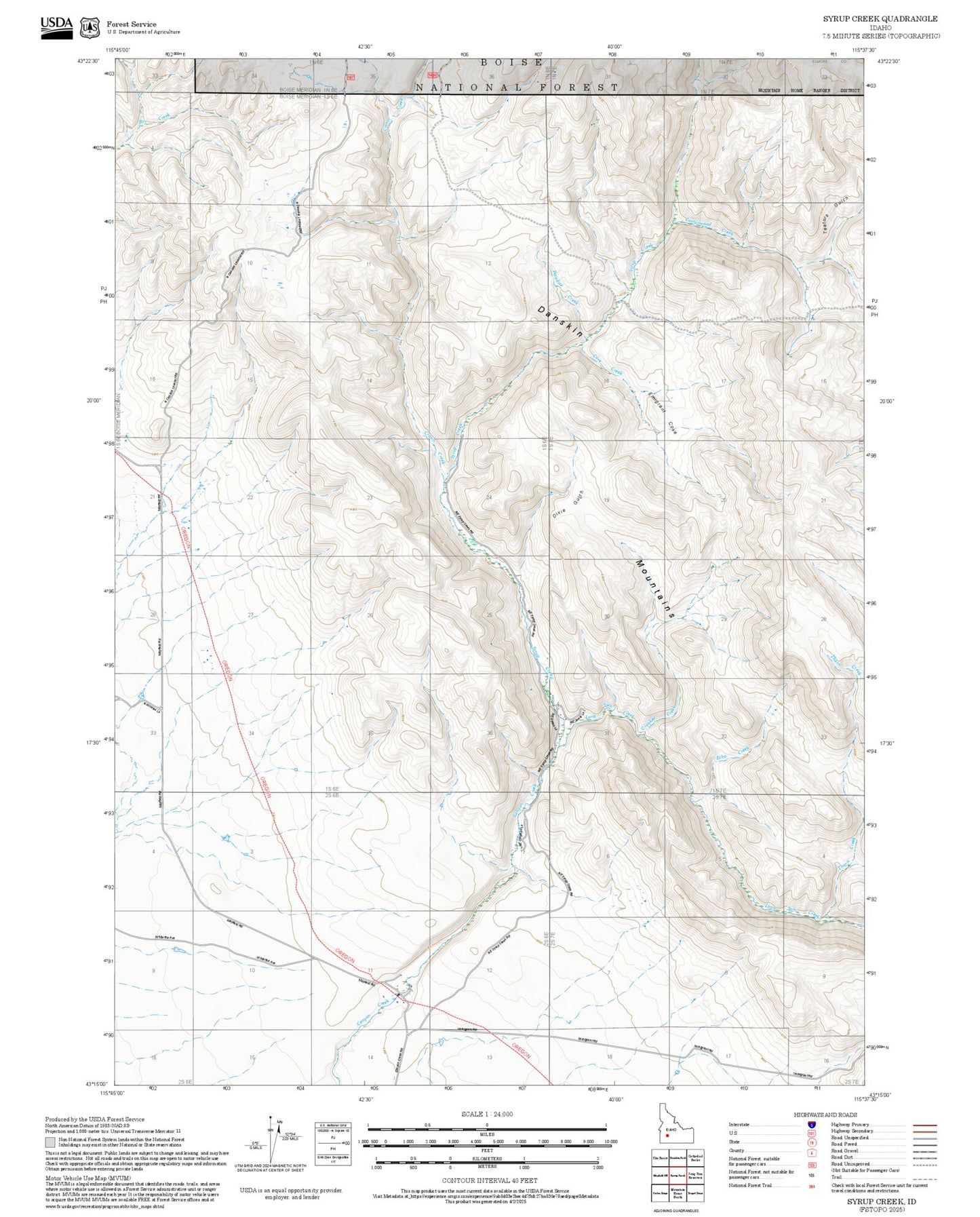 2025 Forest Service Topo Map of Syrup Creek Idaho