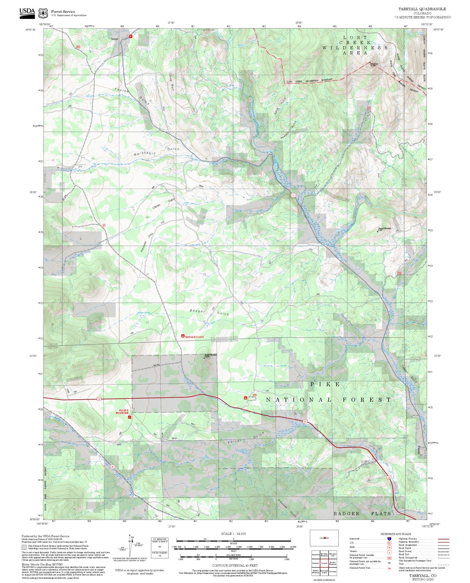 2025 Forest Service Topo Map of Tarryall Colorado