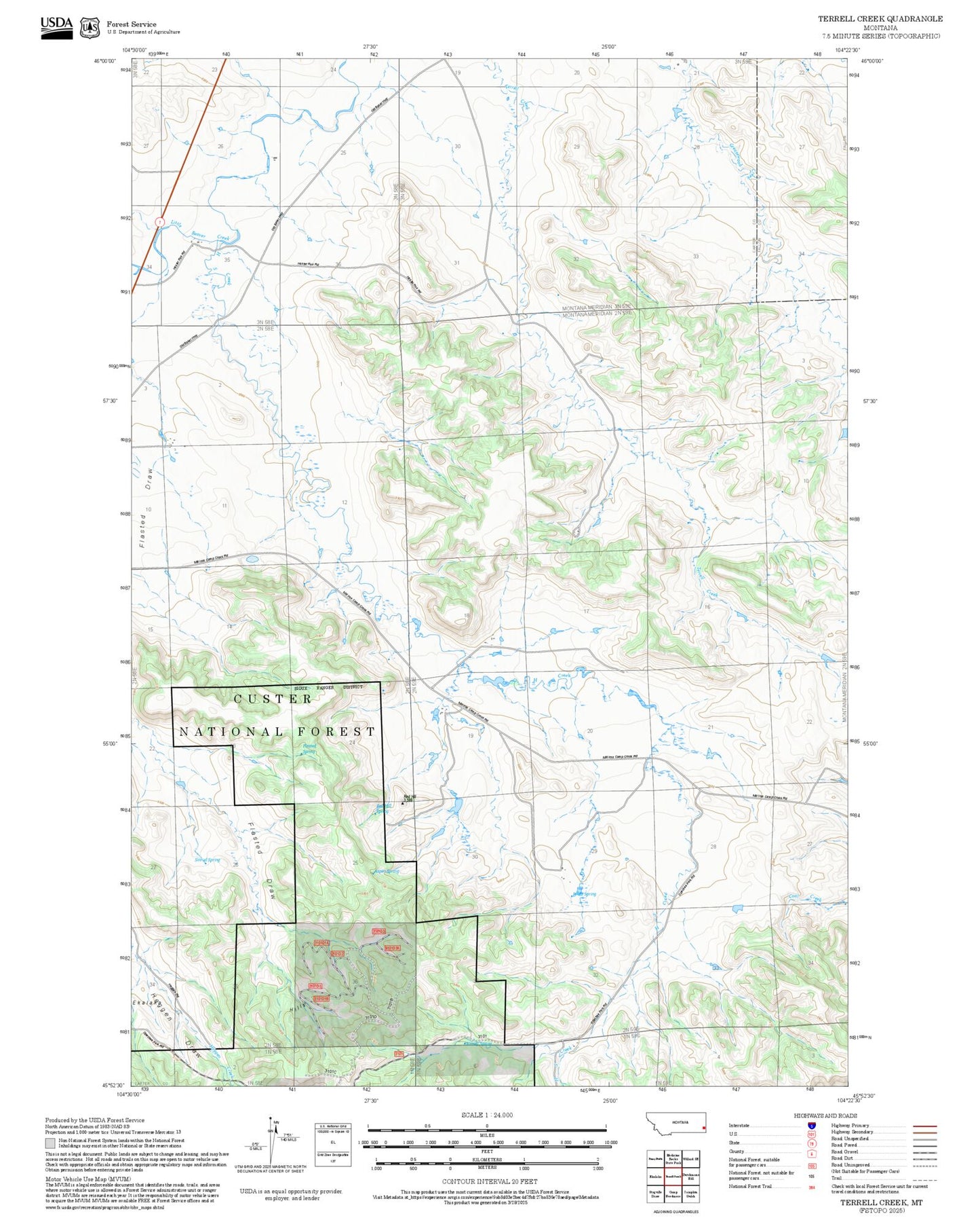 2025 Forest Service Topo Map of Terrell Creek Montana