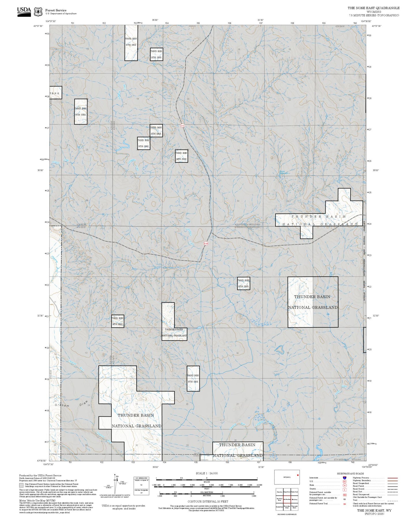 2025 Forest Service Topo Map of The Nose East Wyoming