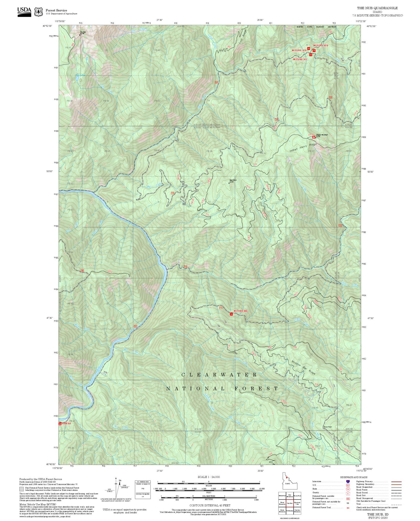 2025 Forest Service Topo Map of The Nub Idaho