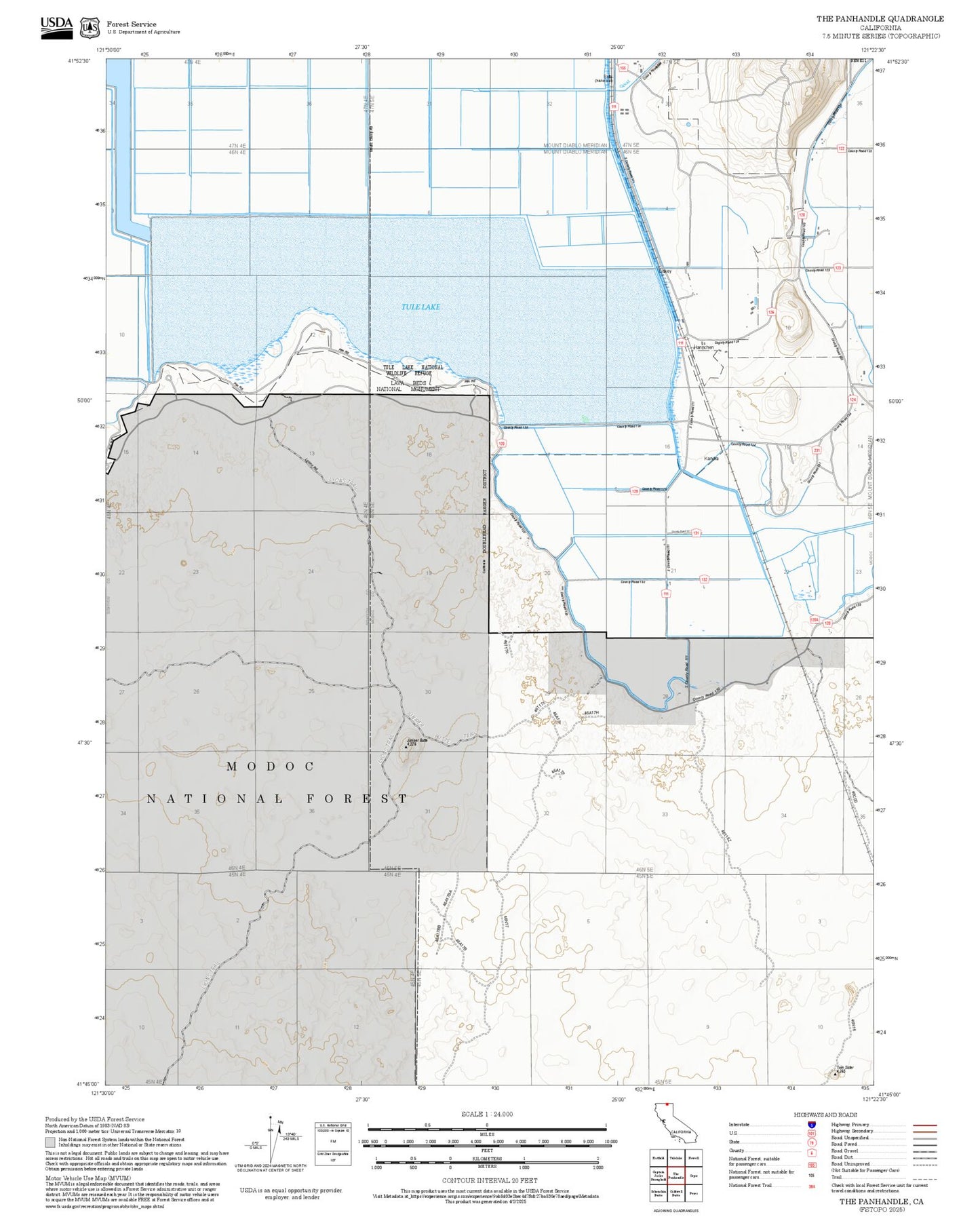 2025 Forest Service Topo Map of The Panhandle California