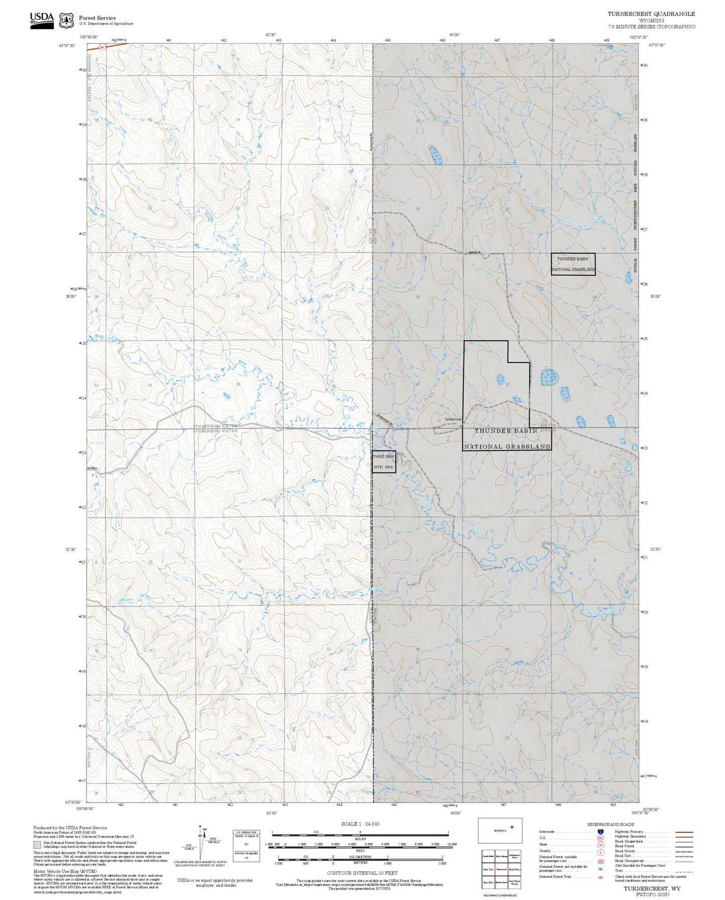 2025 Forest Service Topo Map of Turnercrest Wyoming
