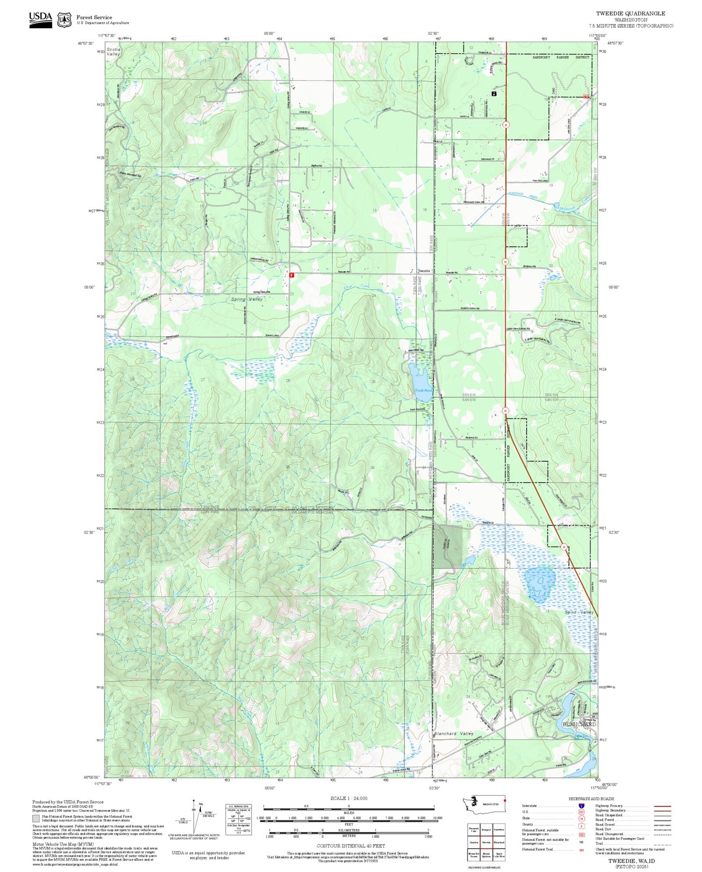 2025 Forest Service Topo Map of Tweedie Washington