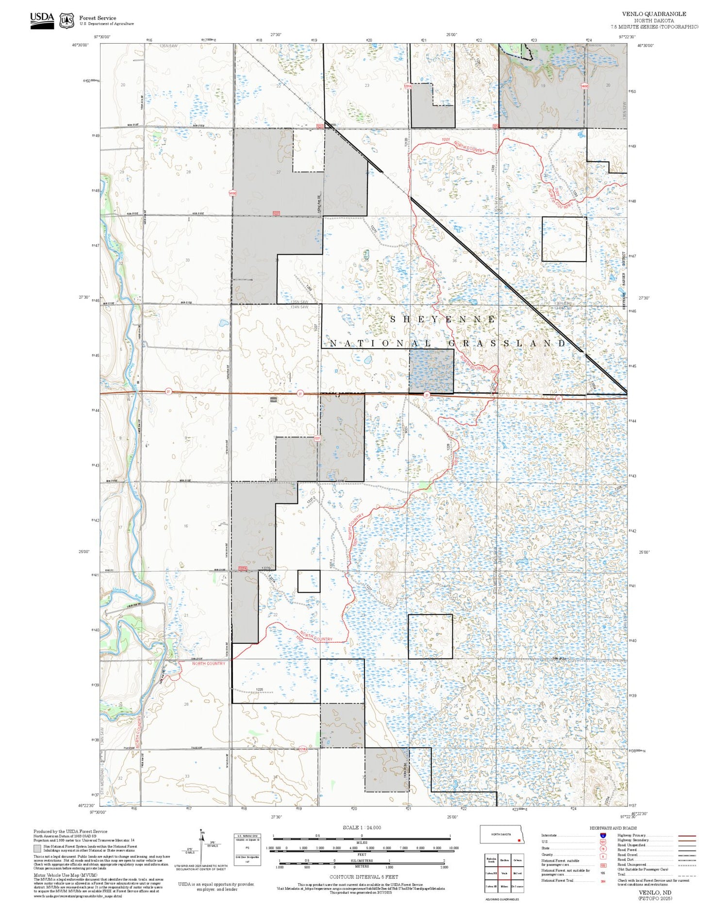 2025 Forest Service Topo Map of Venlo North Dakota