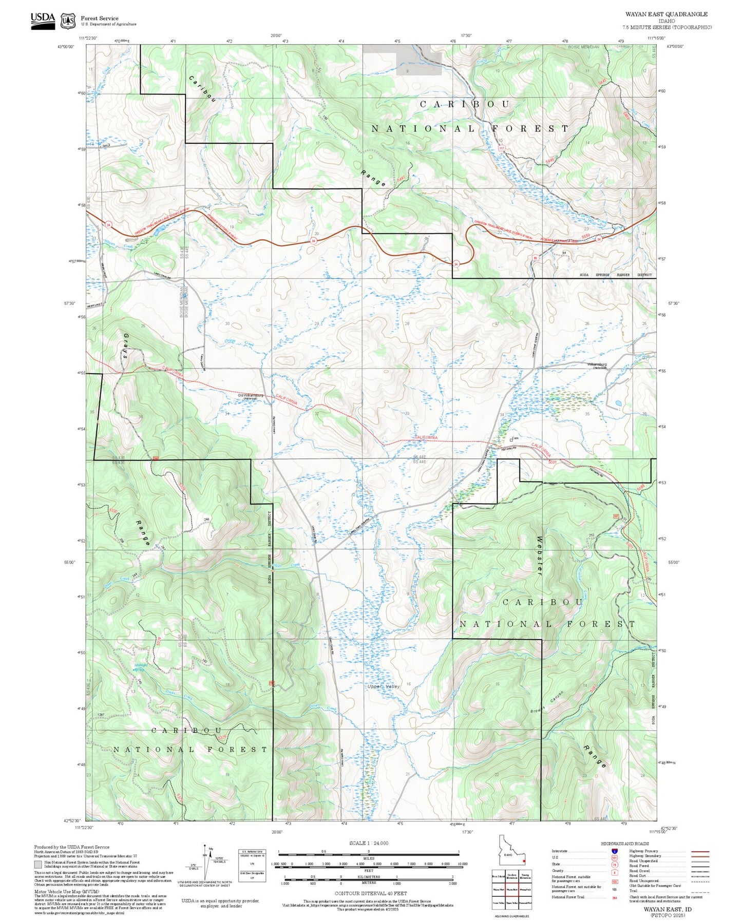 2025 Forest Service Topo Map of Wayan East Idaho