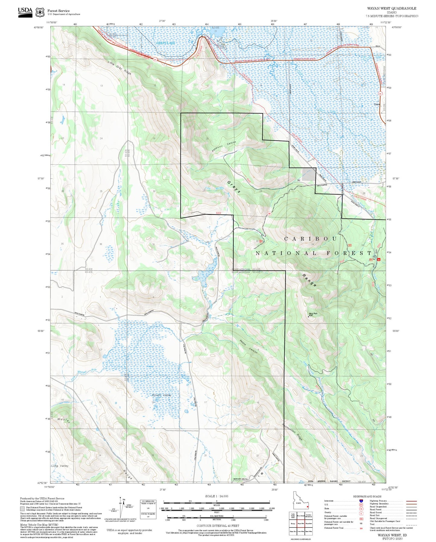 2025 Forest Service Topo Map of Wayan West Idaho