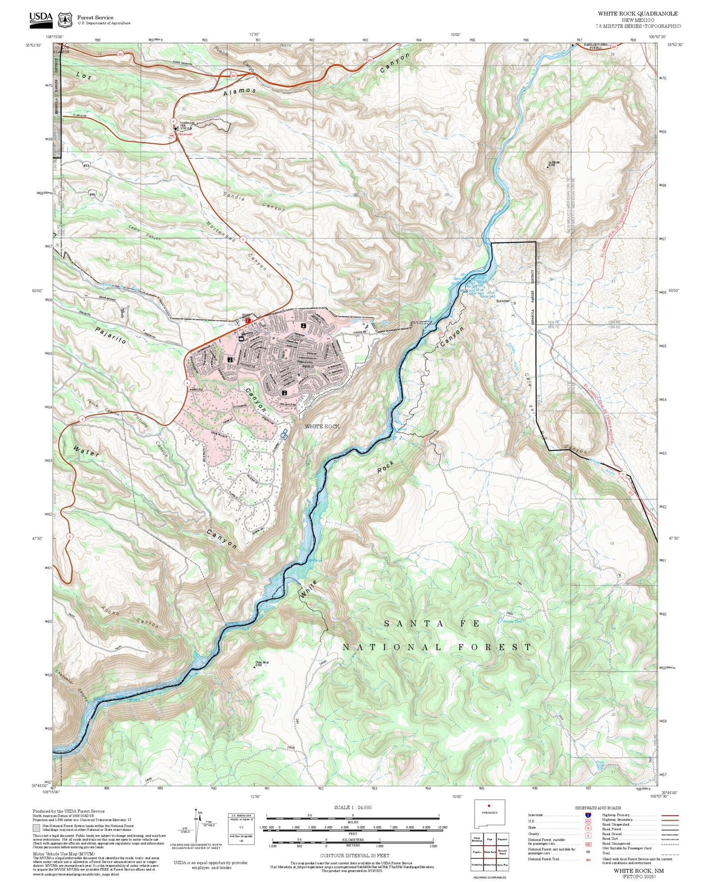 2025 Forest Service Topo Map of White Rock New Mexico