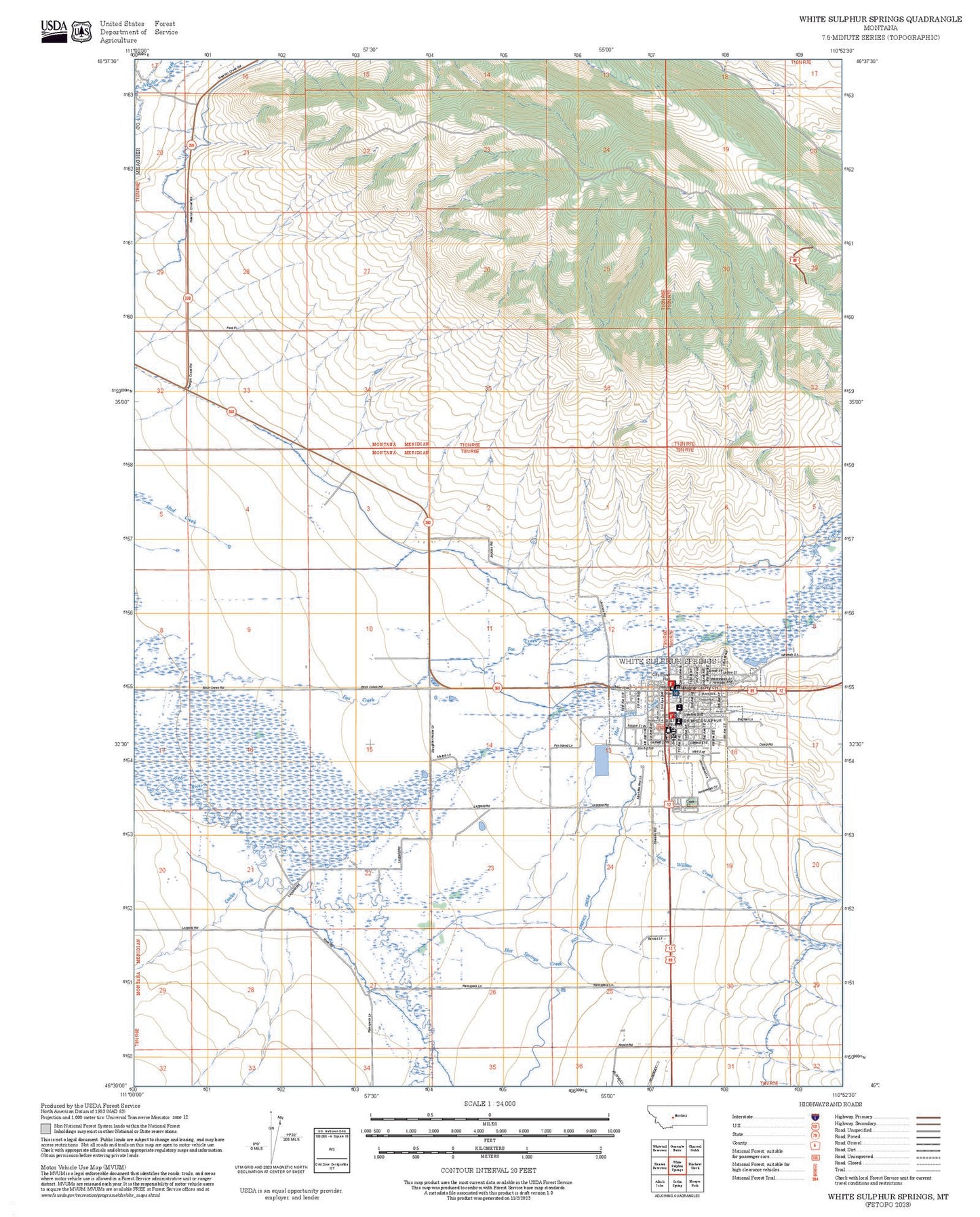2025 Forest Service Topo Map of White Sulphur Springs Montana