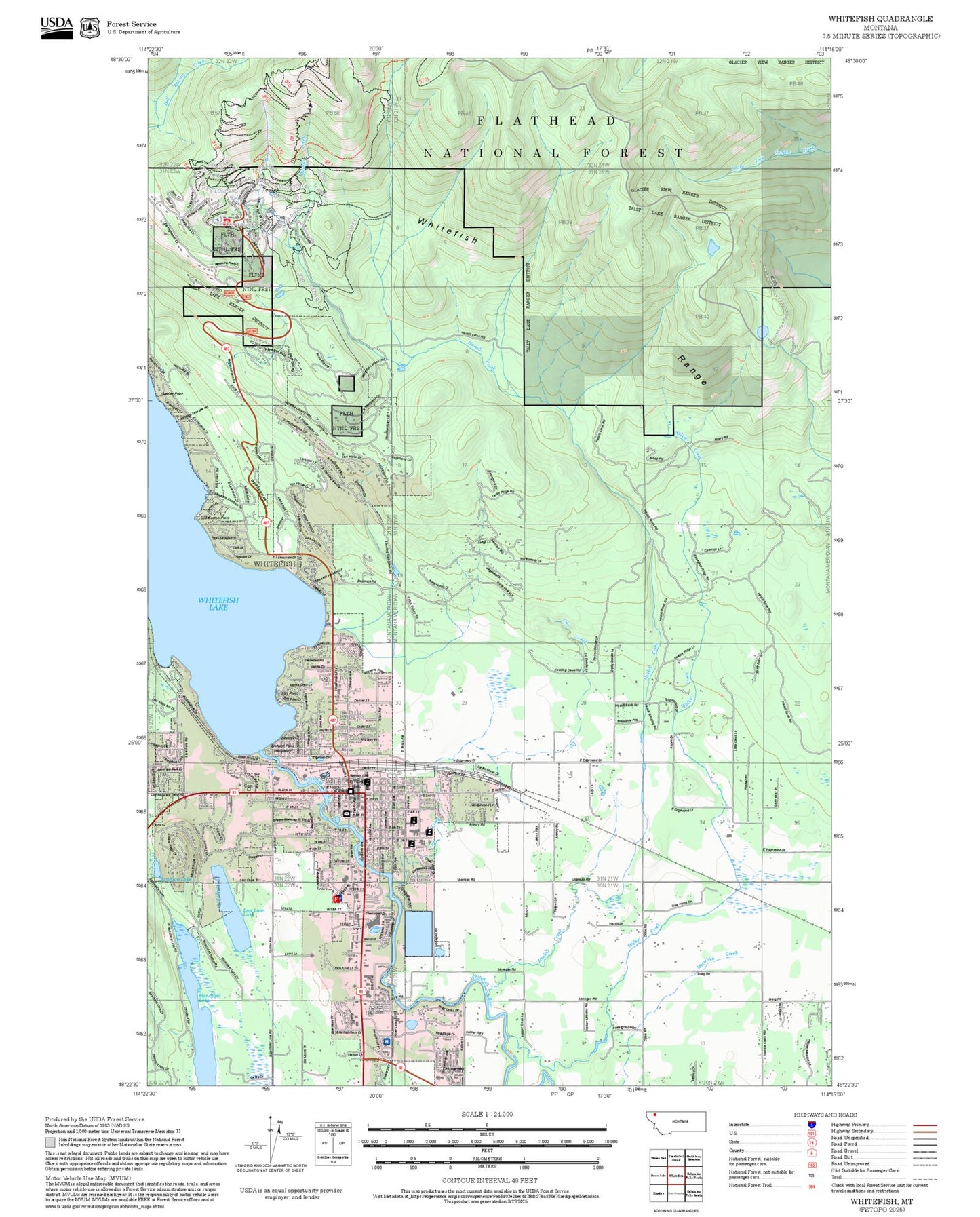 2025 Forest Service Topo Map of Whitefish Montana