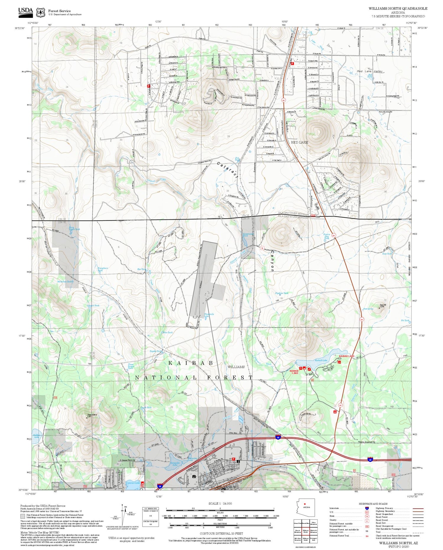 2025 Forest Service Topo Map of Williams North Arizona