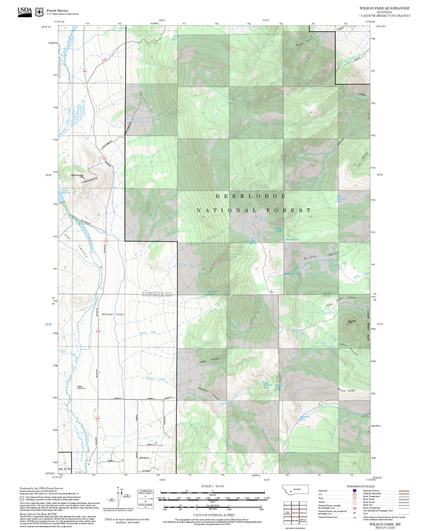 2025 Forest Service Topo Map of Wilson Park Montana