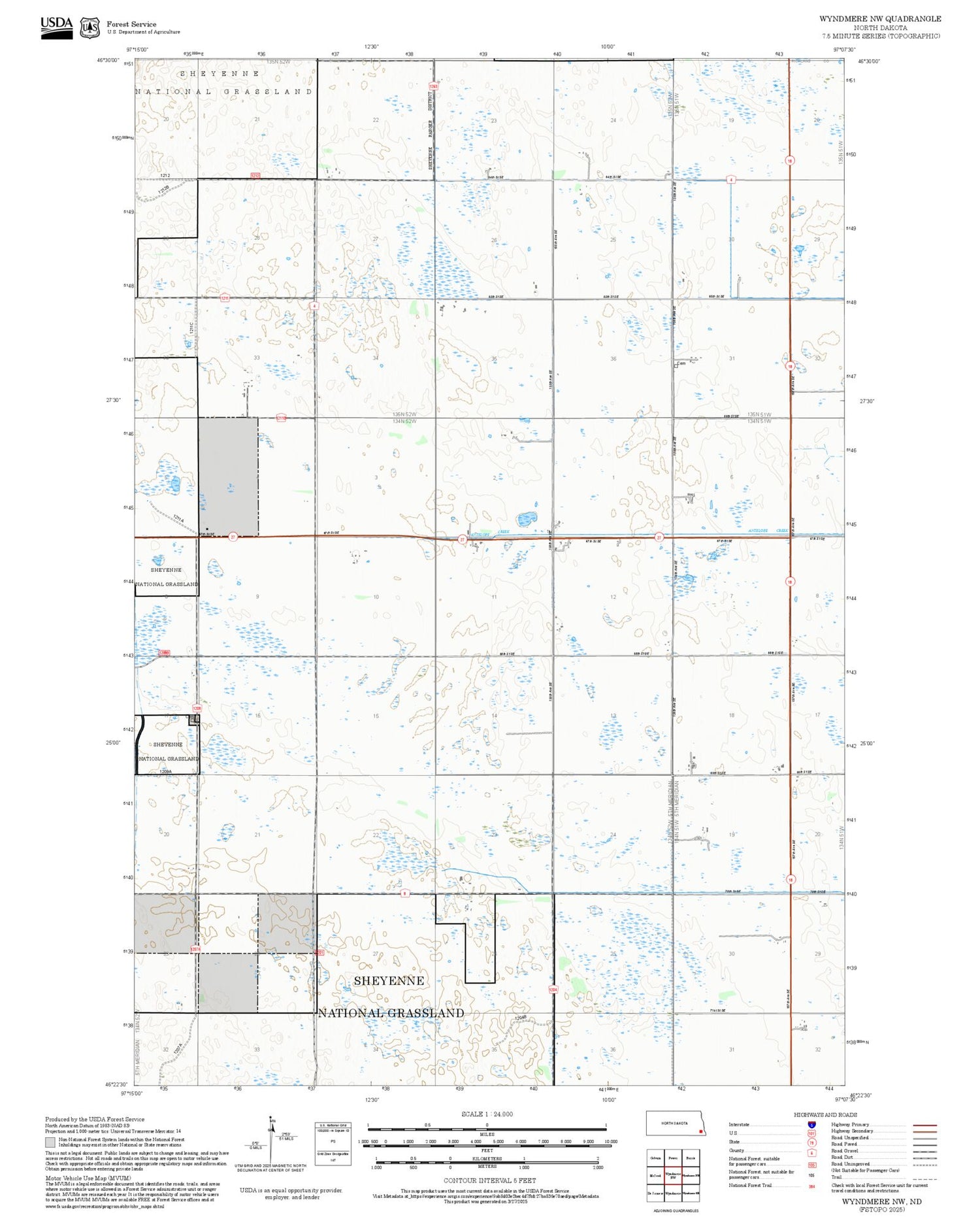 2025 Forest Service Topo Map of Wyndmere NW North Dakota