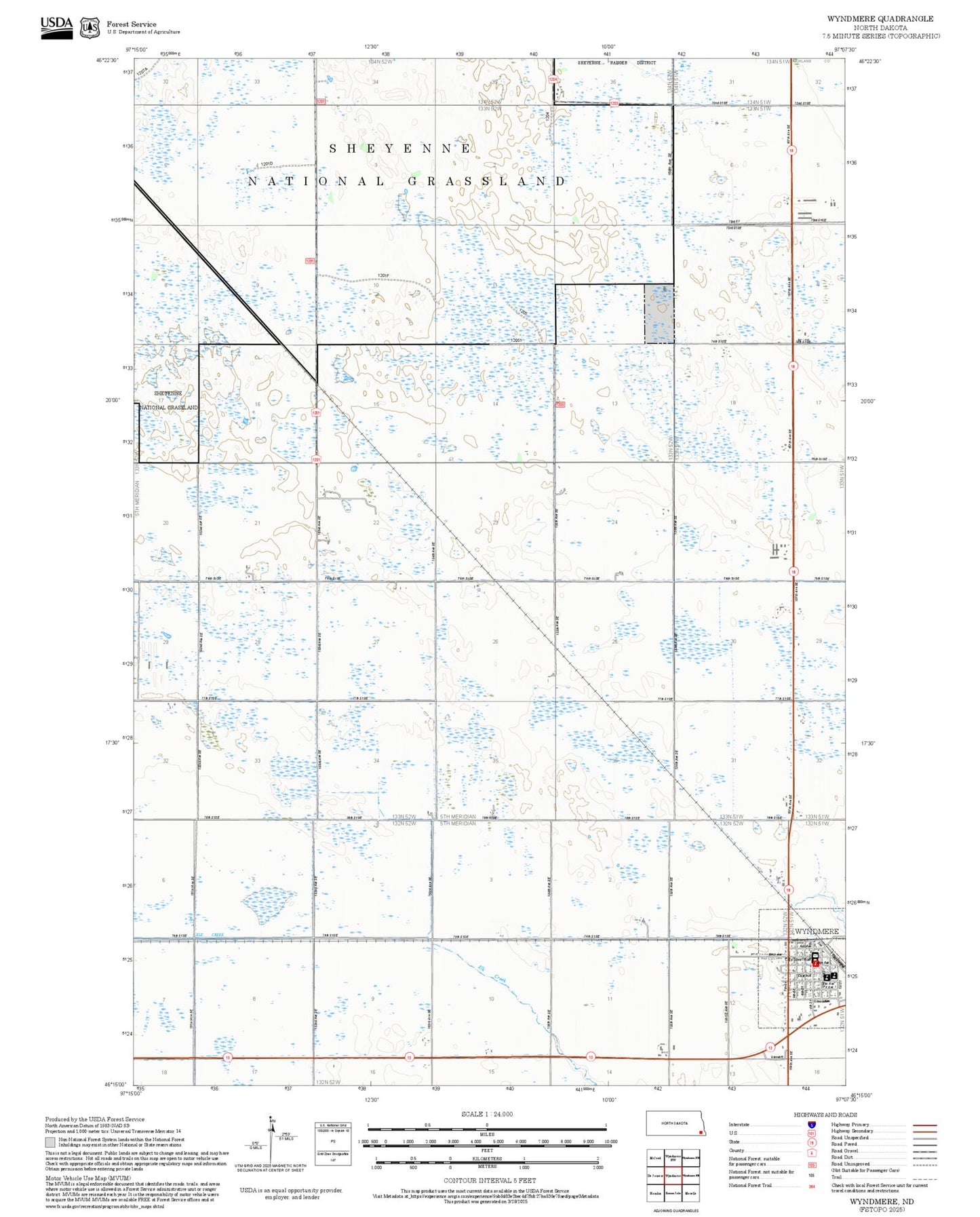 2025 Forest Service Topo Map of Wyndmere North Dakota